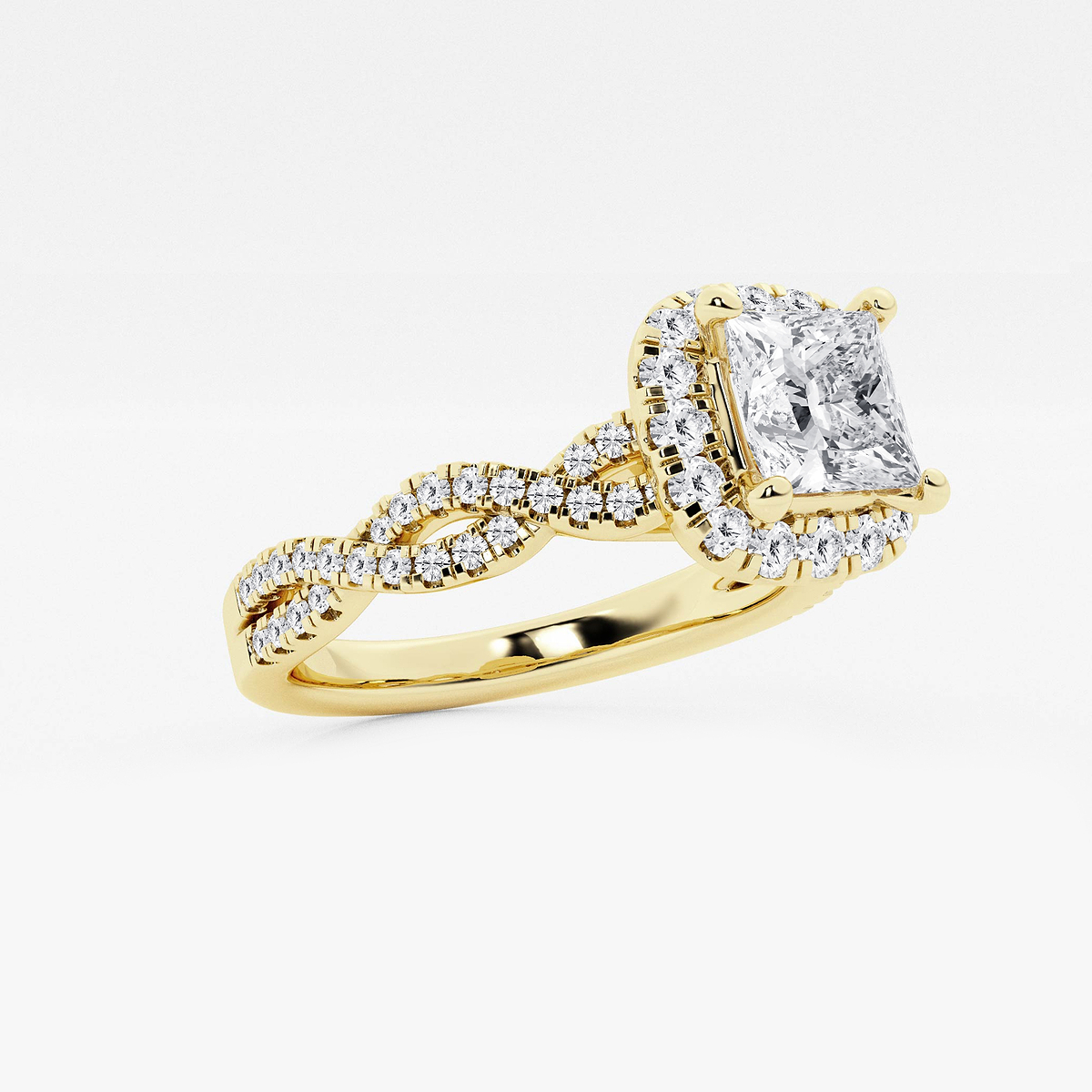 Additional Image 1 for  1 2/5 ctw Princess Lab Grown Diamond Double Twist Halo Engagement Ring