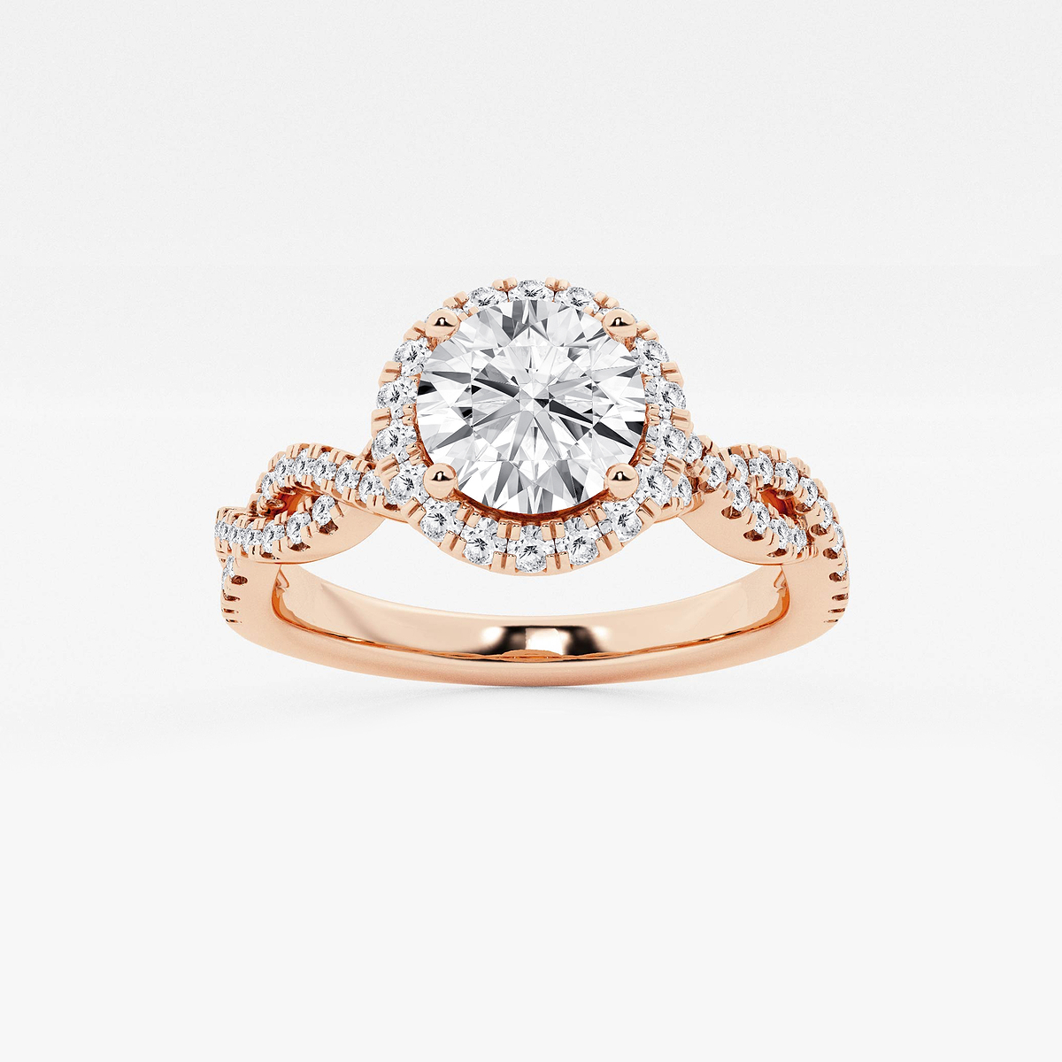 1 2/5 ctw Round Lab Grown Diamond Double Twist Halo Engagement Ring