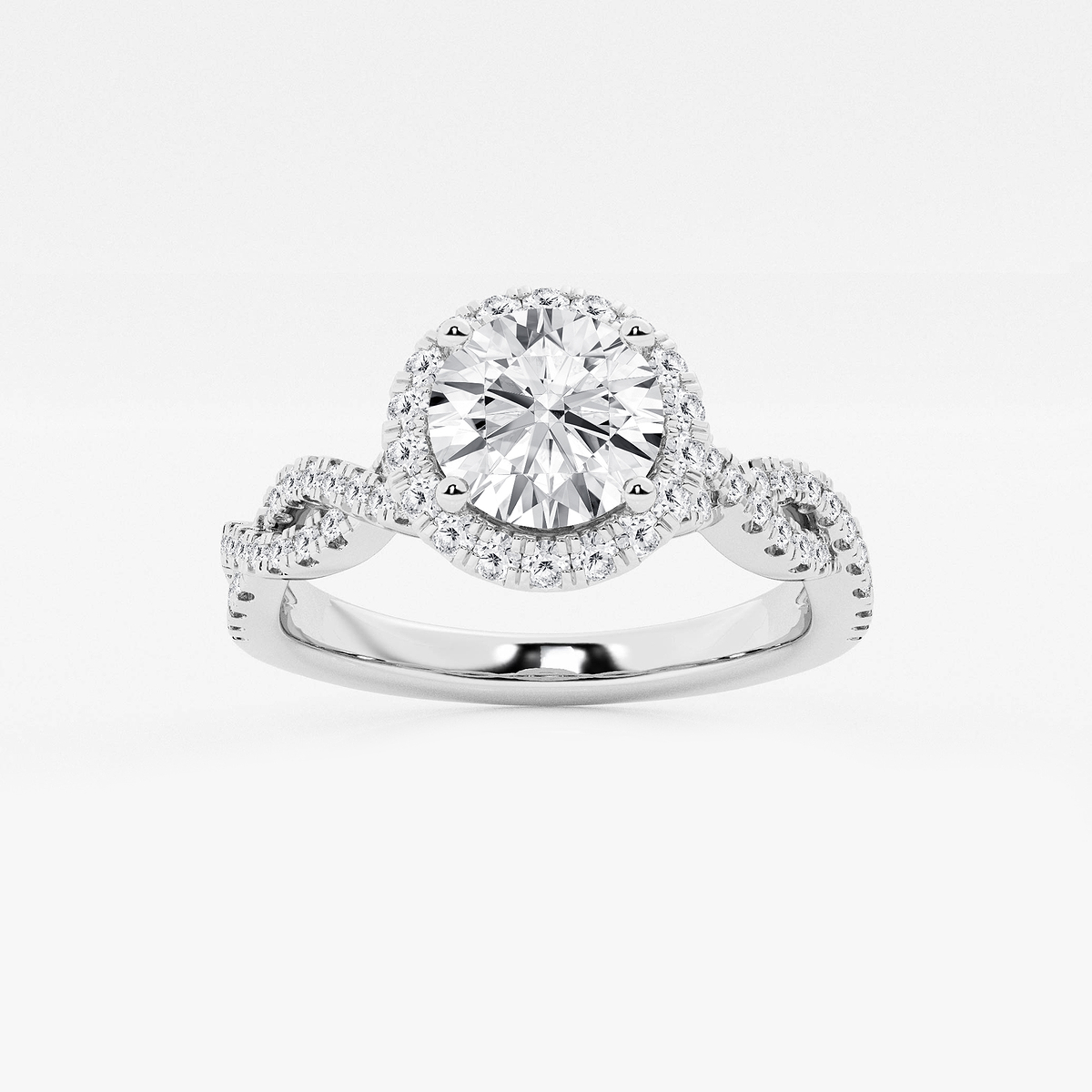 1 2/5 ctw Round Lab Grown Diamond Double Twist Halo Engagement Ring