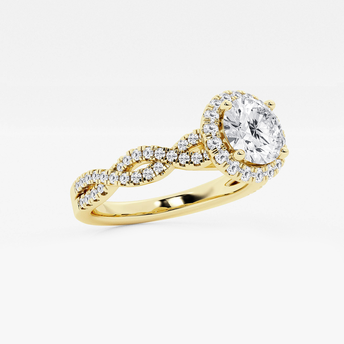 Additional Image 1 for  1 1/8 ctw Round Lab Grown Diamond Double Twist Halo Engagement Ring