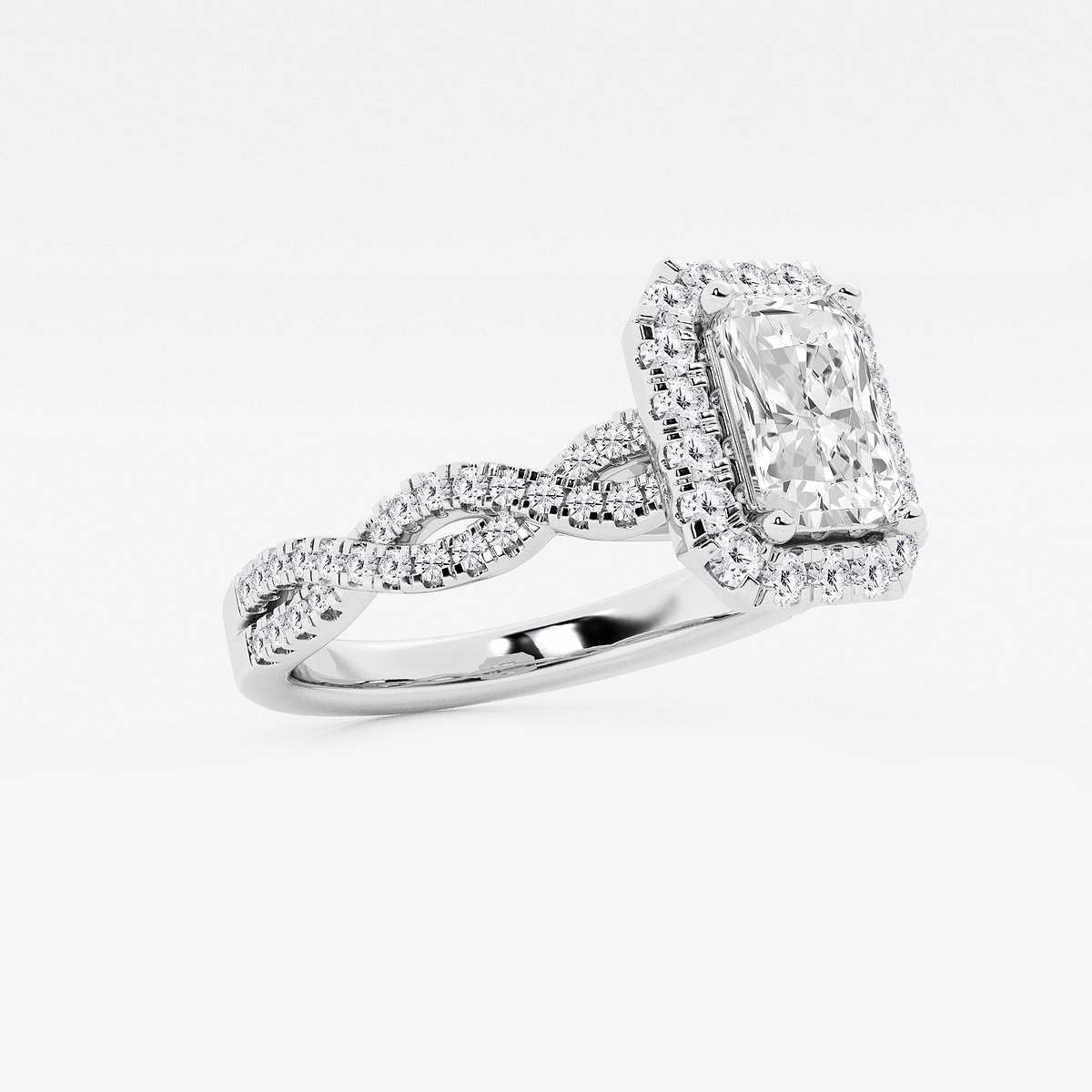 Additional Image 1 for  1 2/5 ctw Radiant Lab Grown Diamond Double Twist Halo Engagement Ring