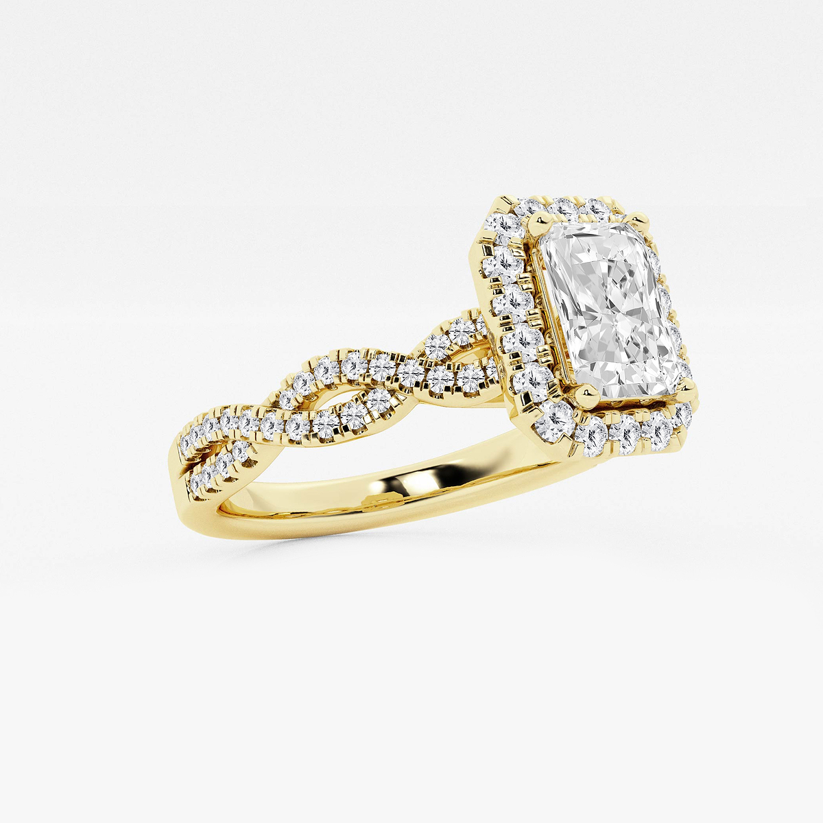 Additional Image 1 for  1 2/5 ctw Radiant Lab Grown Diamond Double Twist Halo Engagement Ring