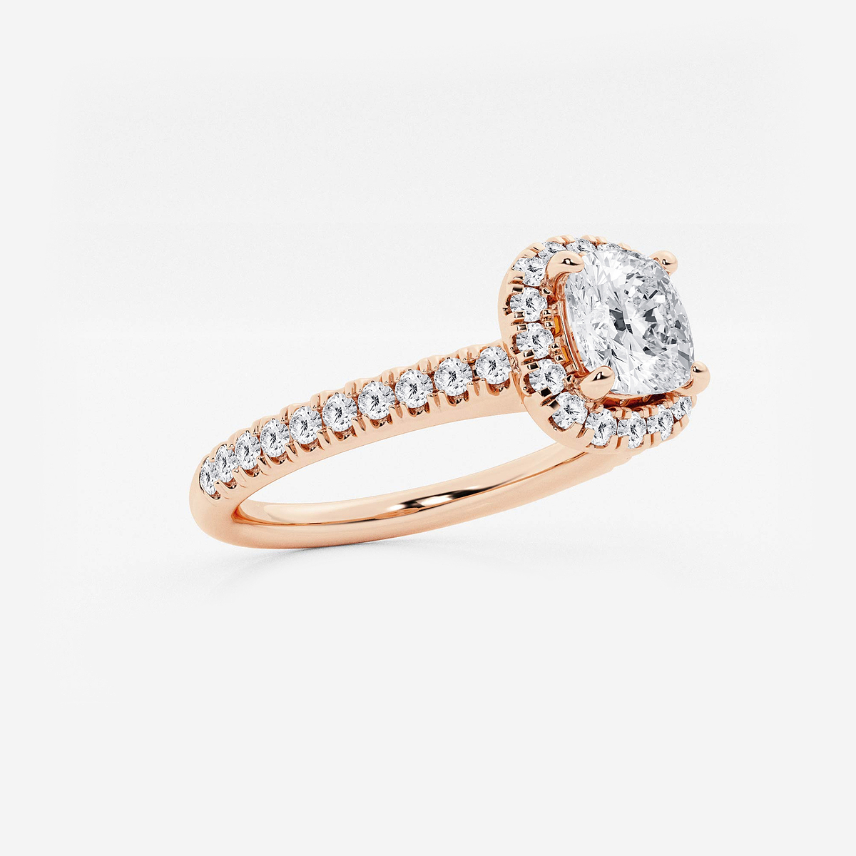 Additional Image 1 for  1 ctw Cushion Lab Grown Diamond V-Prong Halo Engagement Ring