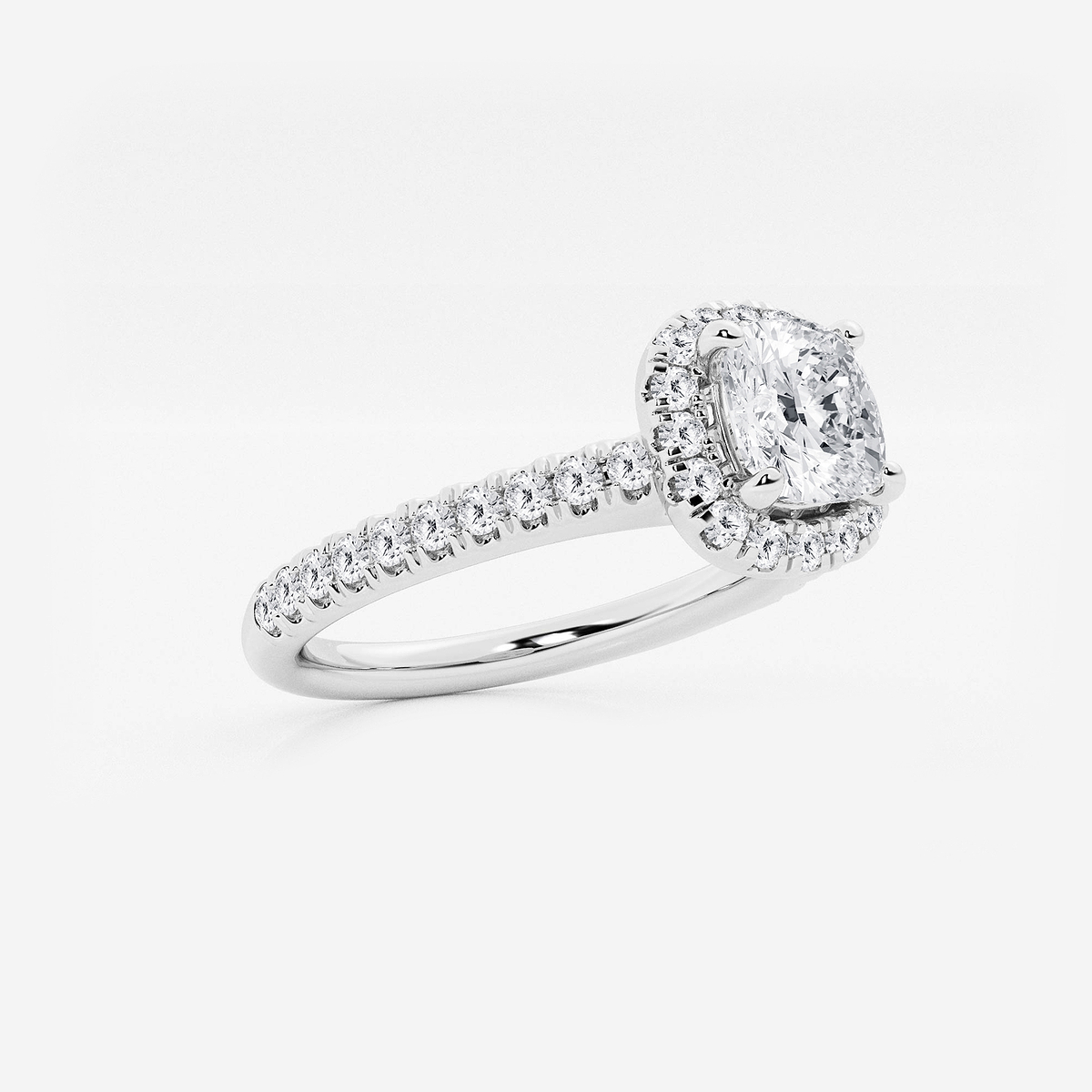 Additional Image 1 for  1 ctw Cushion Lab Grown Diamond V-Prong Halo Engagement Ring