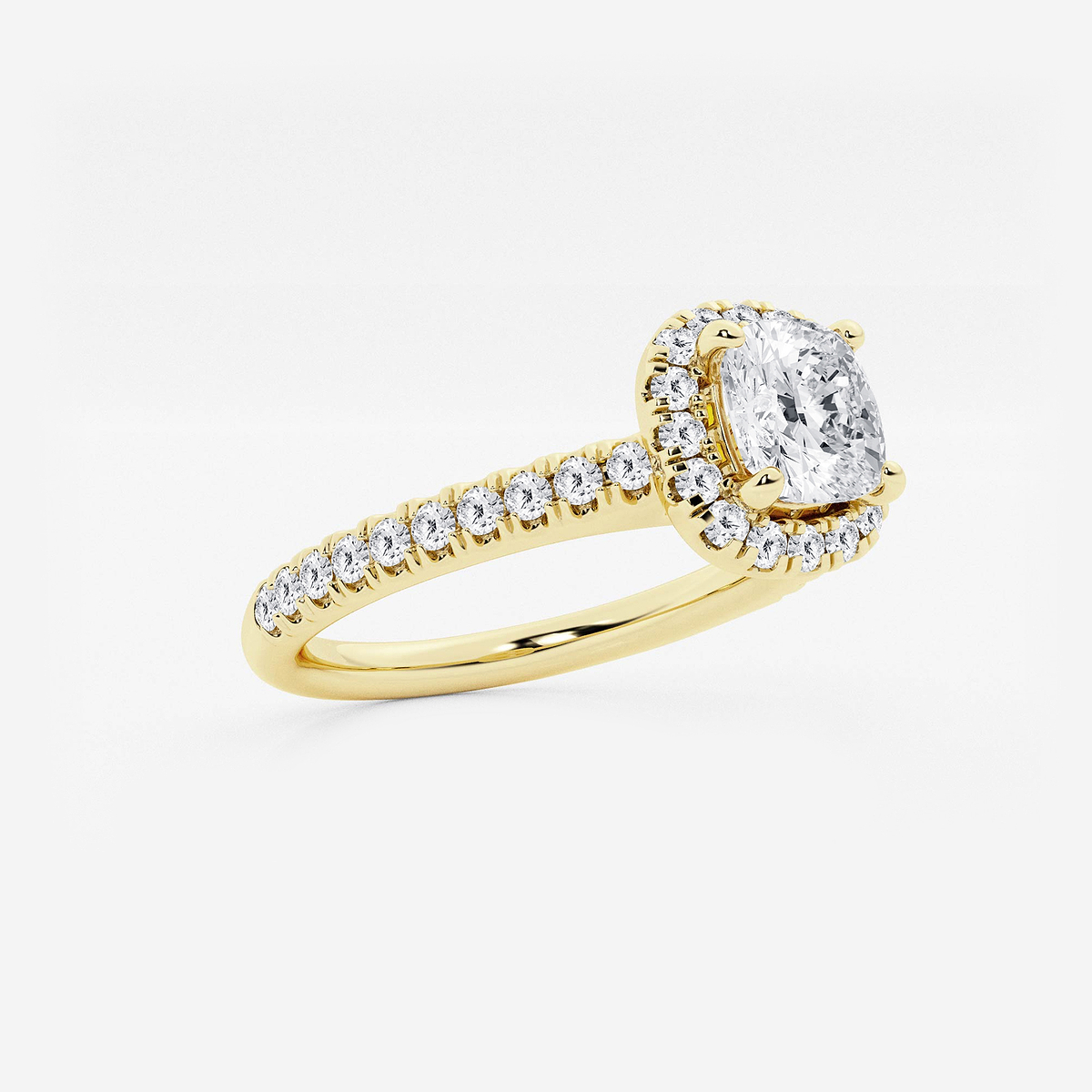 Additional Image 1 for  1 ctw Cushion Lab Grown Diamond V-Prong Halo Engagement Ring