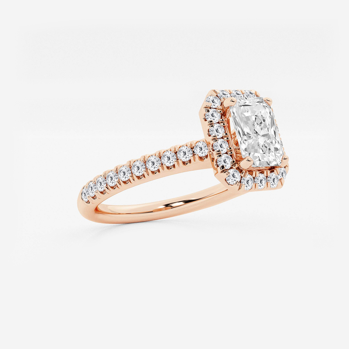 Additional Image 1 for  1 3/8 ctw Emerald Lab Grown Diamond V-Prong Halo Engagement Ring