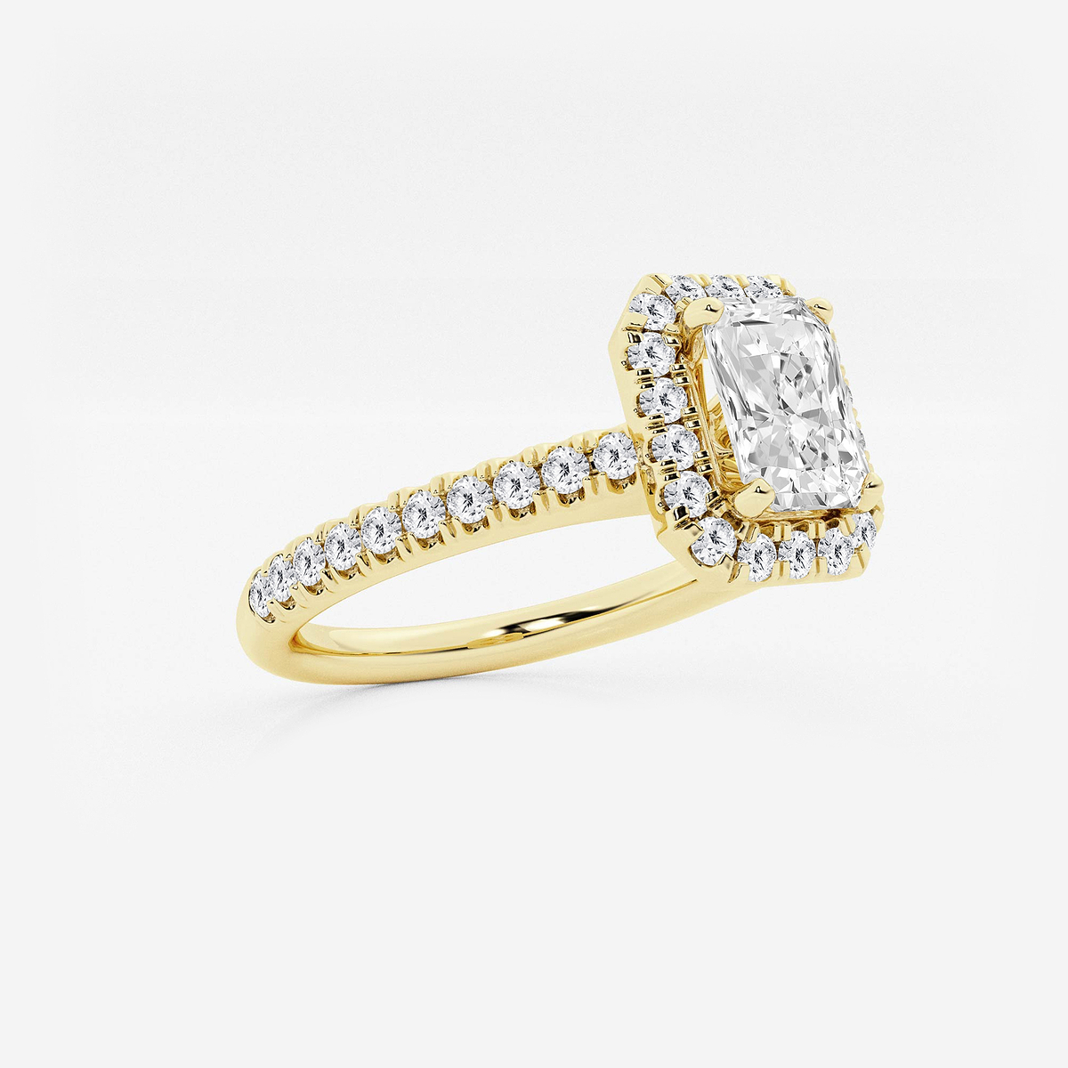 Additional Image 1 for  1 ctw Emerald Lab Grown Diamond V-Prong Halo Engagement Ring