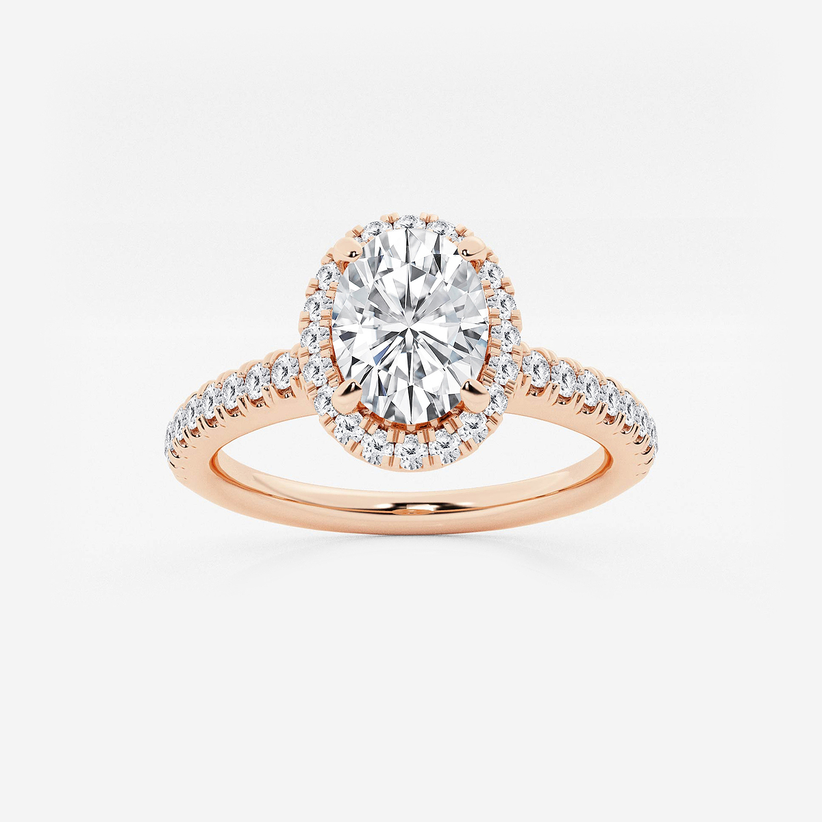 1 3/8 ctw Oval Lab Grown Diamond V-Prong Halo Engagement Ring