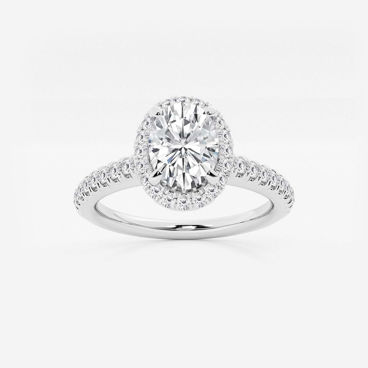 1 3/8 ctw Oval Lab Grown Diamond V-Prong Halo Engagement Ring