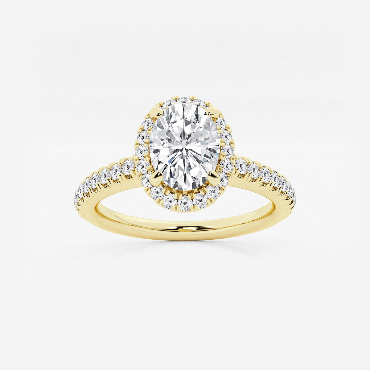 1 ctw Oval Lab Grown Diamond V-Prong Halo Engagement Ring