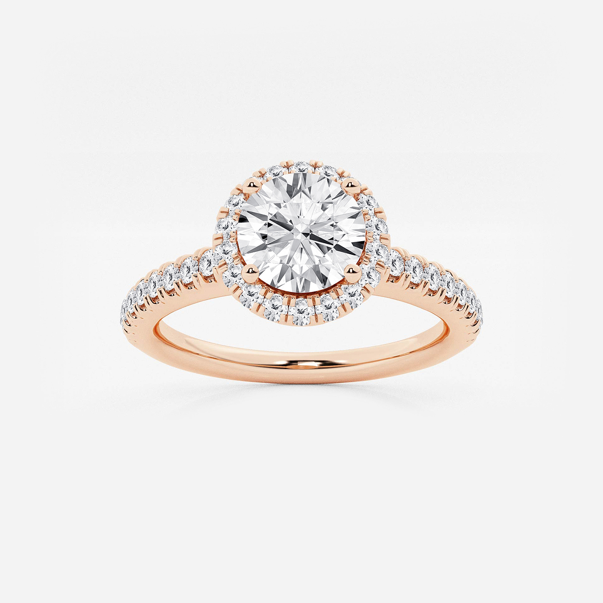1 3/8 ctw Round Lab Grown Diamond V-Prong Halo Engagement Ring