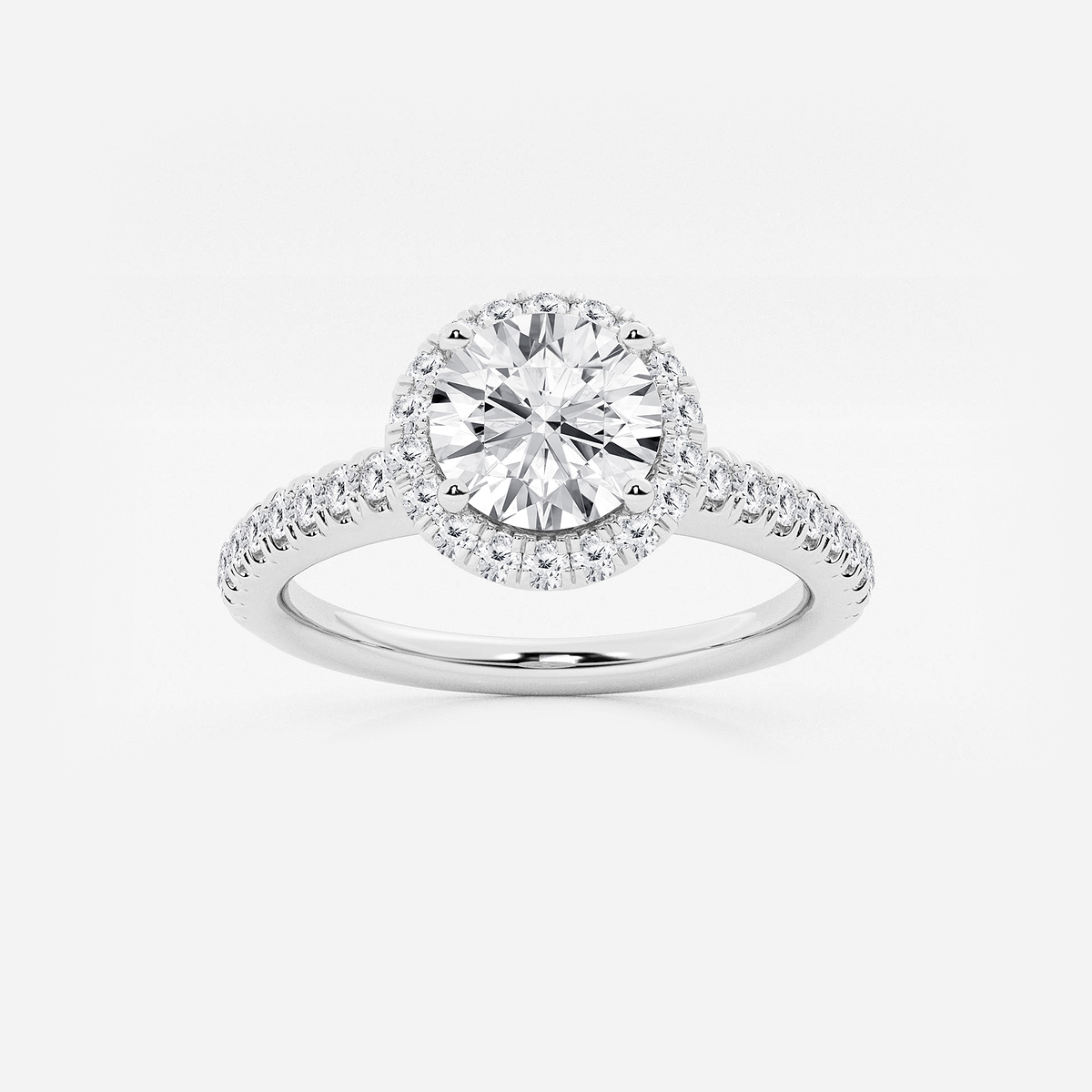 1 3/8 ctw Round Lab Grown Diamond V-Prong Halo Engagement Ring