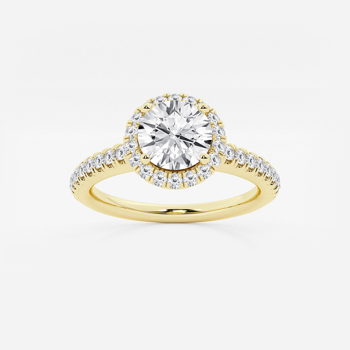 1 3/8 ctw Round Lab Grown Diamond V-Prong Halo Engagement Ring