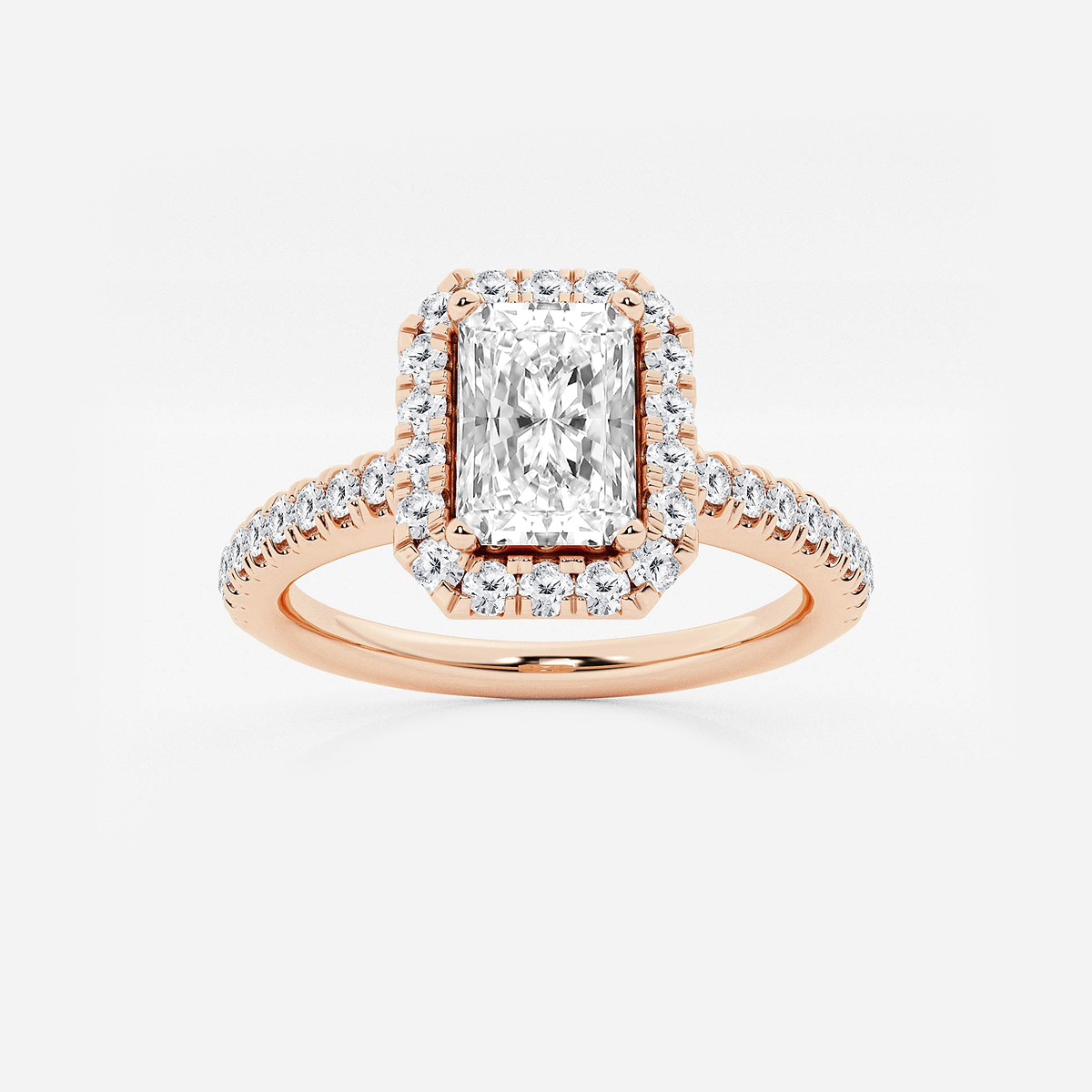 1 3/8 ctw Radiant Lab Grown Diamond V-Prong Halo Engagement Ring