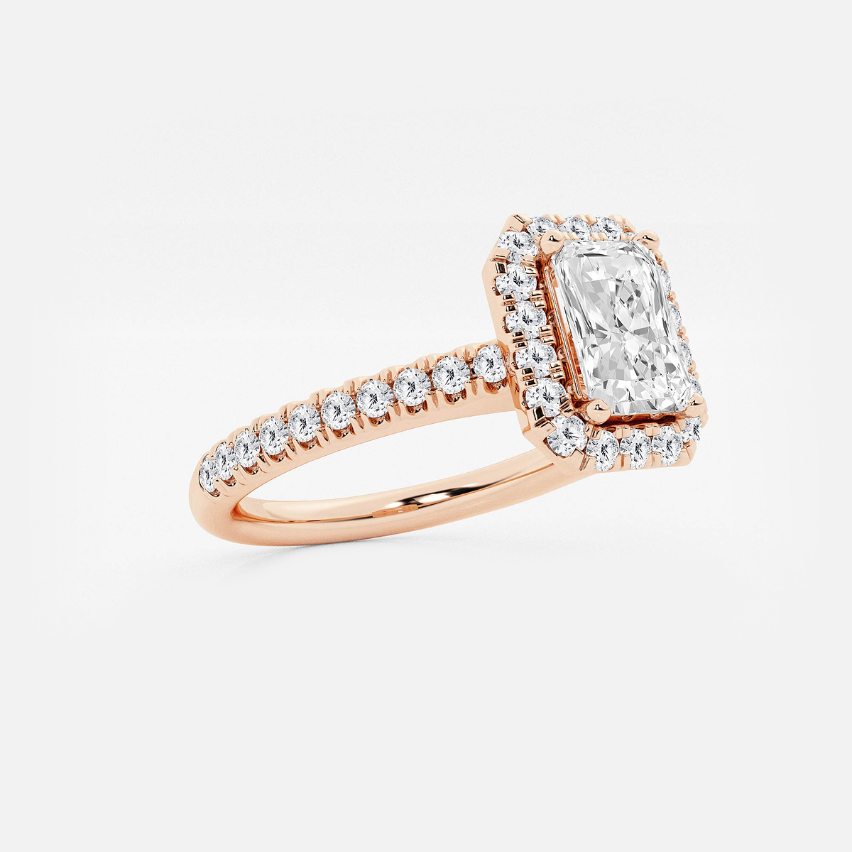 Additional Image 1 for  1 3/8 ctw Radiant Lab Grown Diamond V-Prong Halo Engagement Ring