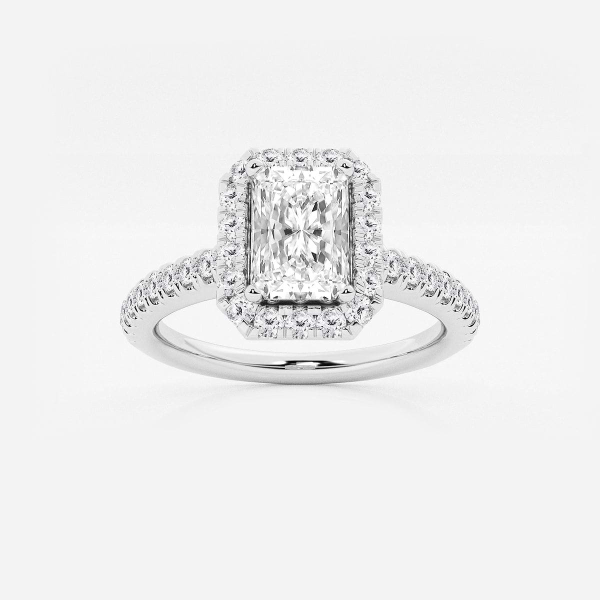 1 ctw Radiant Lab Grown Diamond V-Prong Halo Engagement Ring