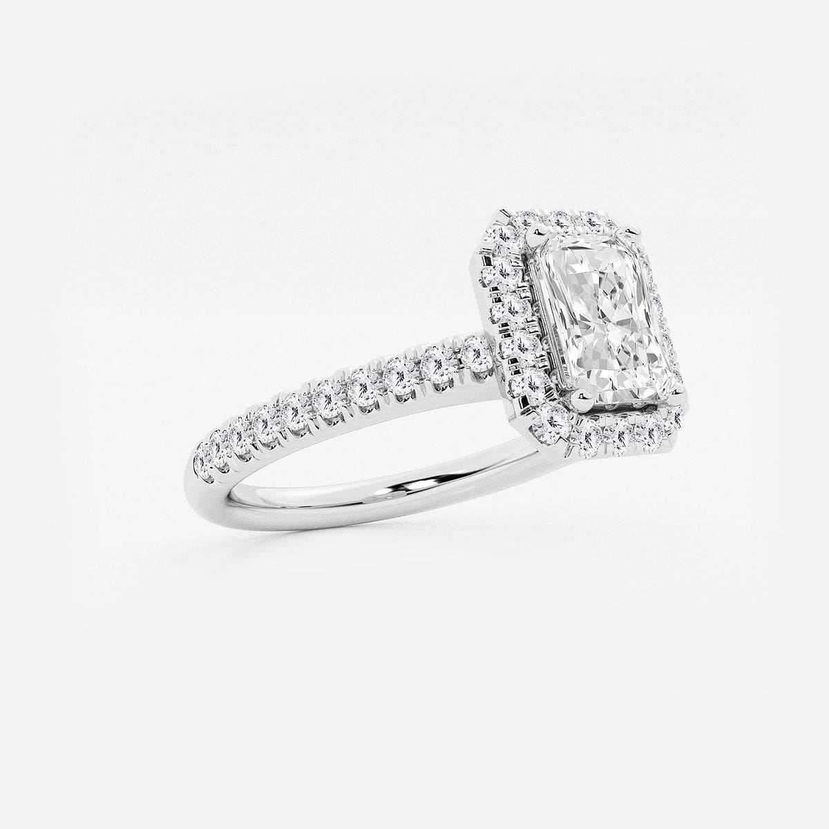 Additional Image 1 for  1 ctw Radiant Lab Grown Diamond V-Prong Halo Engagement Ring