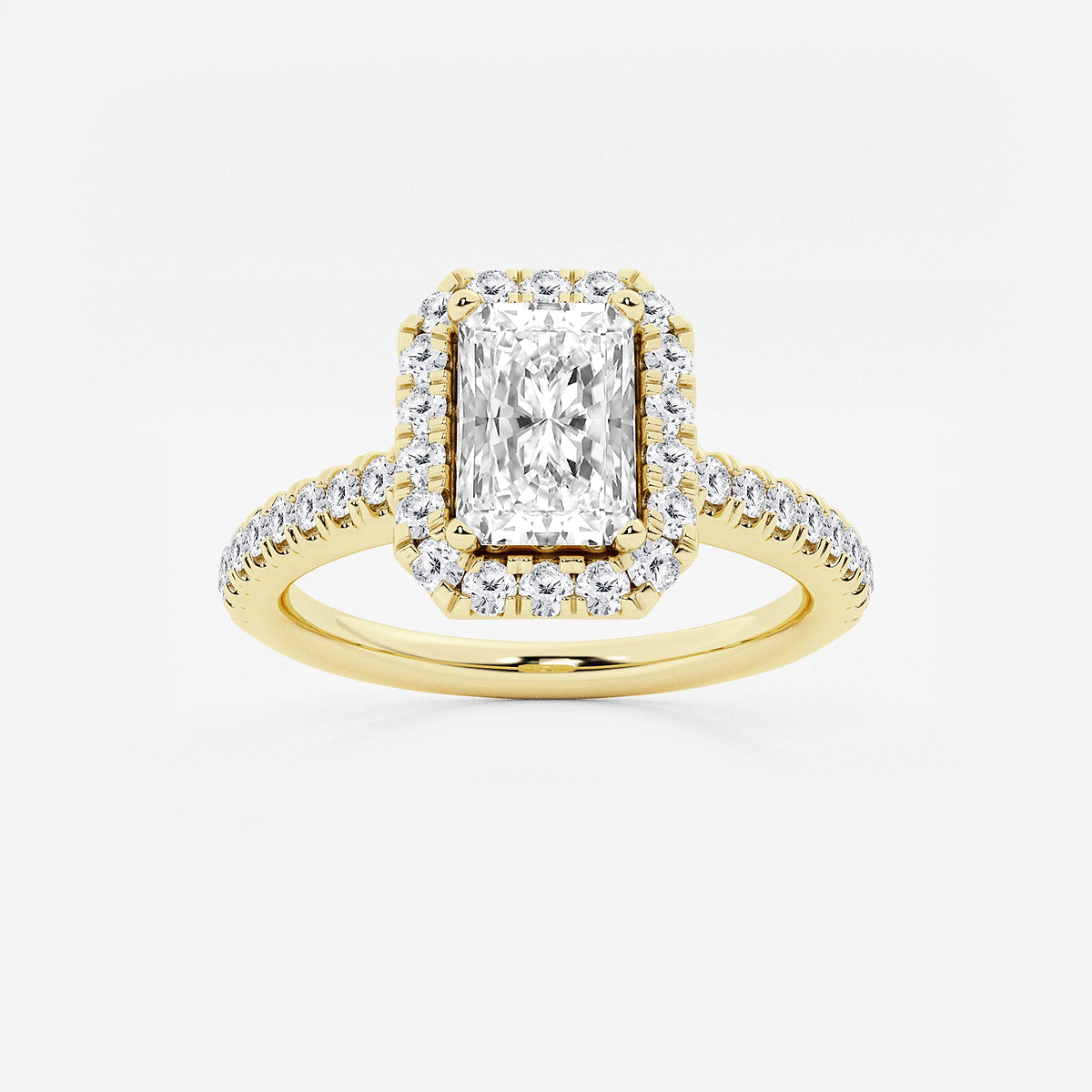 1 3/8 ctw Radiant Lab Grown Diamond V-Prong Halo Engagement Ring