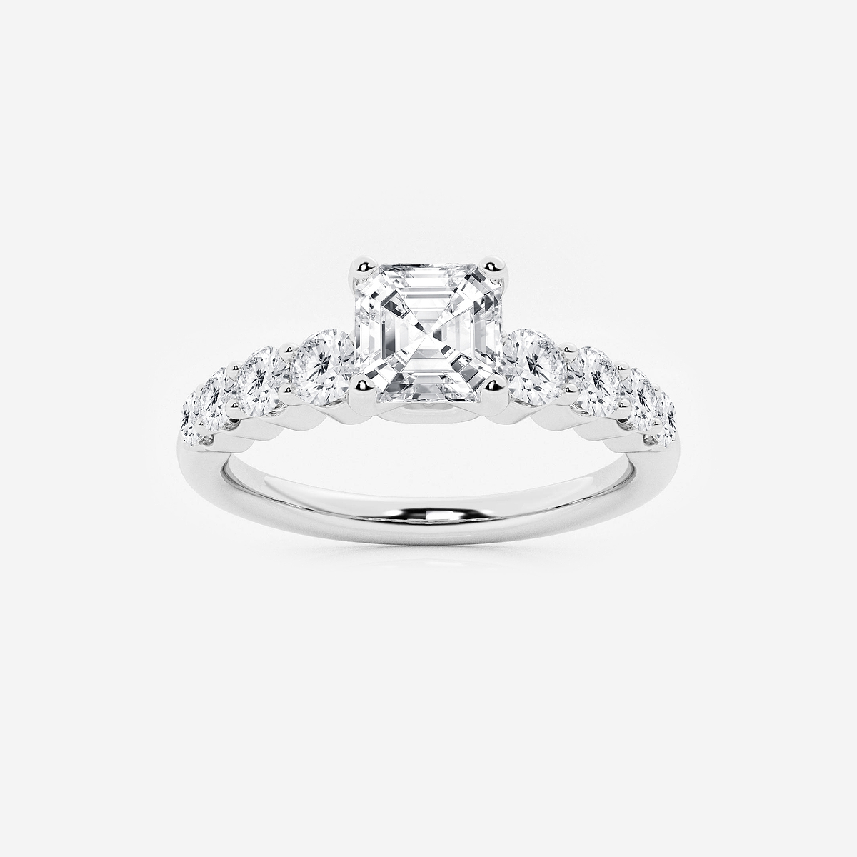1 1/2 ctw Asscher Lab Grown Diamond Graduated Engagement Ring