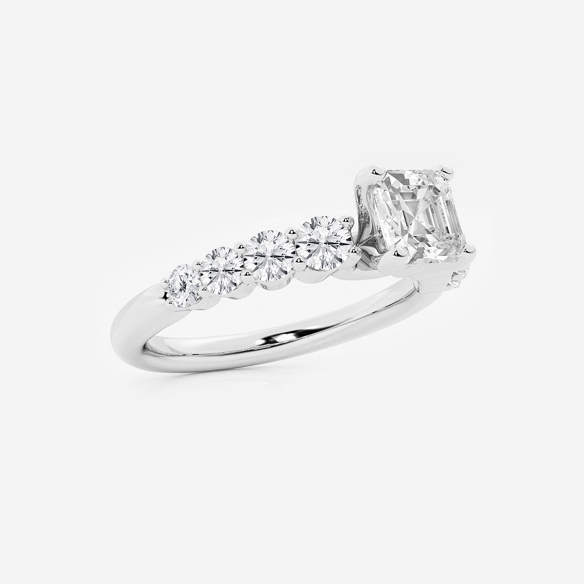 Additional Image 1 for  1 1/2 ctw Asscher Lab Grown Diamond Graduated Engagement Ring
