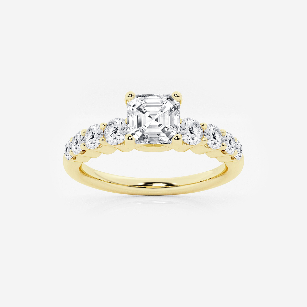 1 1/2 ctw Asscher Lab Grown Diamond Graduated Engagement Ring