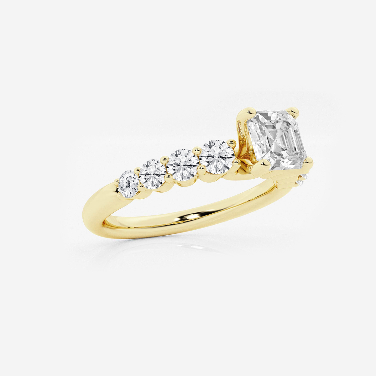 Additional Image 1 for  1 1/2 ctw Asscher Lab Grown Diamond Graduated Engagement Ring