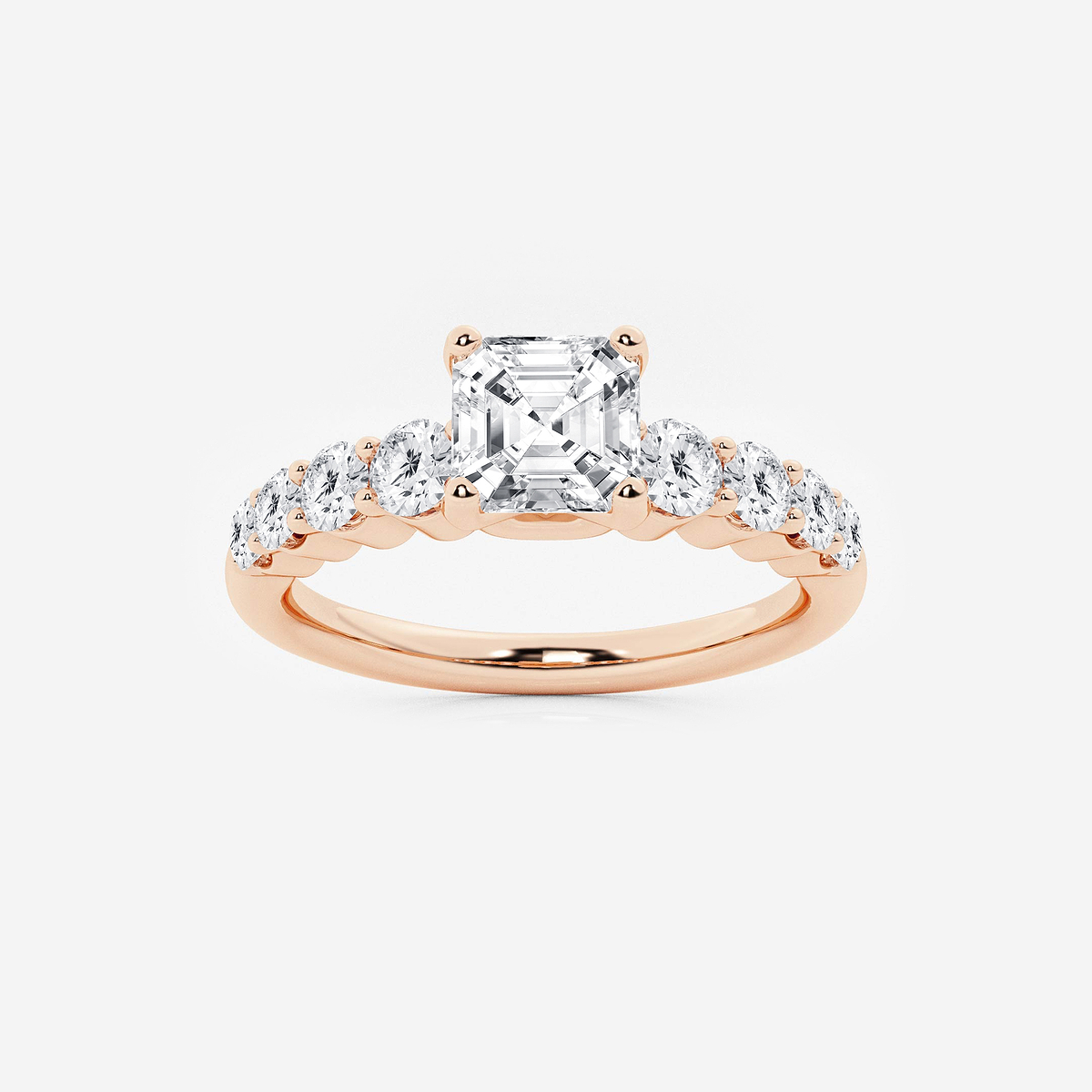 1 1/2 ctw Asscher Lab Grown Diamond Graduated Engagement Ring