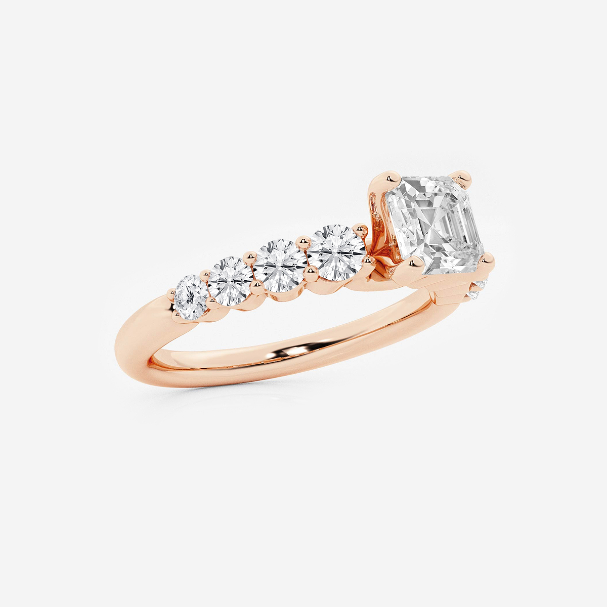 Additional Image 1 for  1 1/2 ctw Asscher Lab Grown Diamond Graduated Engagement Ring