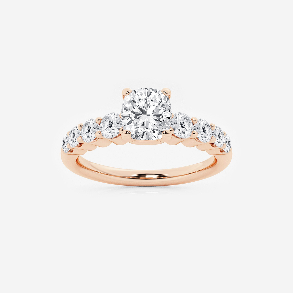 1 1/2 ctw Cushion Lab Grown Diamond Graduated Engagement Ring