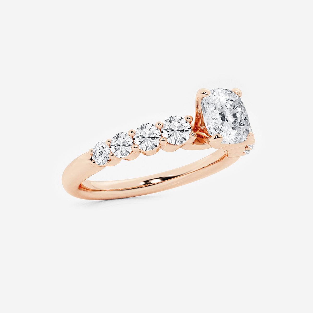 Additional Image 1 for  1 1/2 ctw Cushion Lab Grown Diamond Graduated Engagement Ring