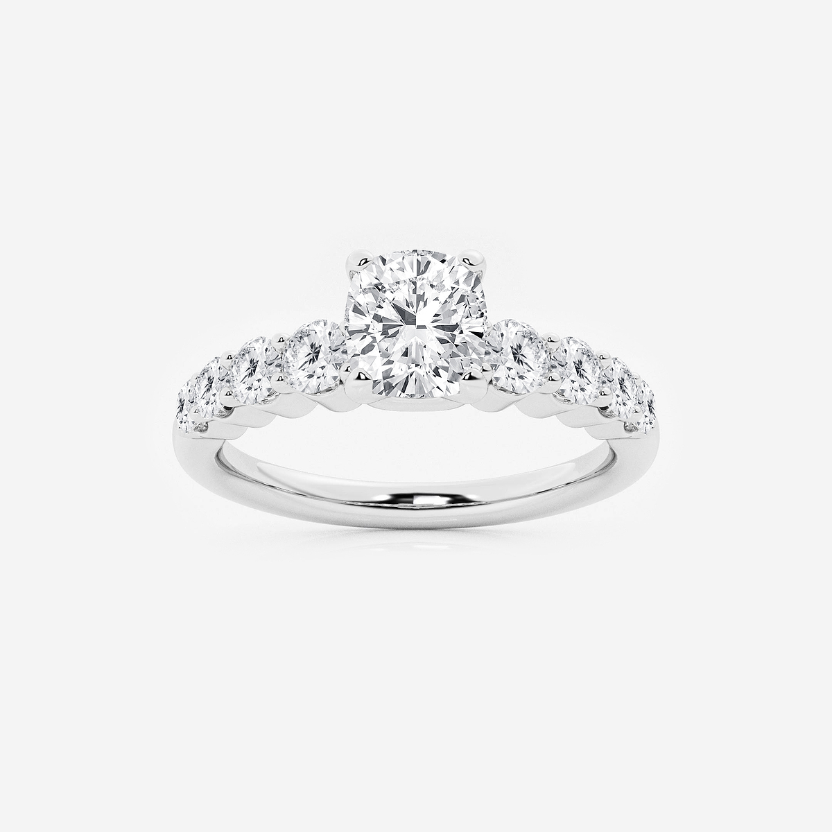 1 1/2 ctw Cushion Lab Grown Diamond Graduated Engagement Ring