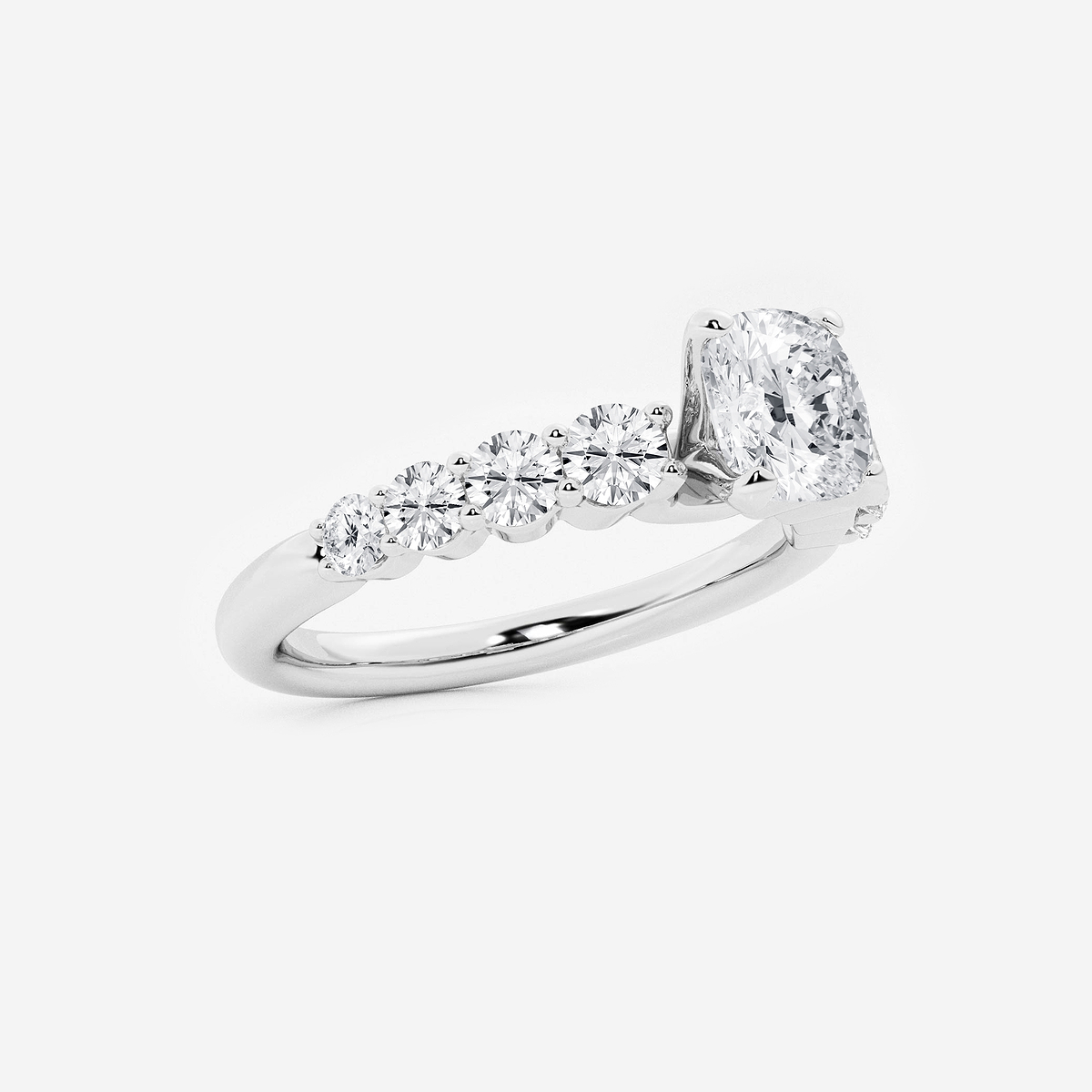 Additional Image 1 for  1 1/2 ctw Cushion Lab Grown Diamond Graduated Engagement Ring