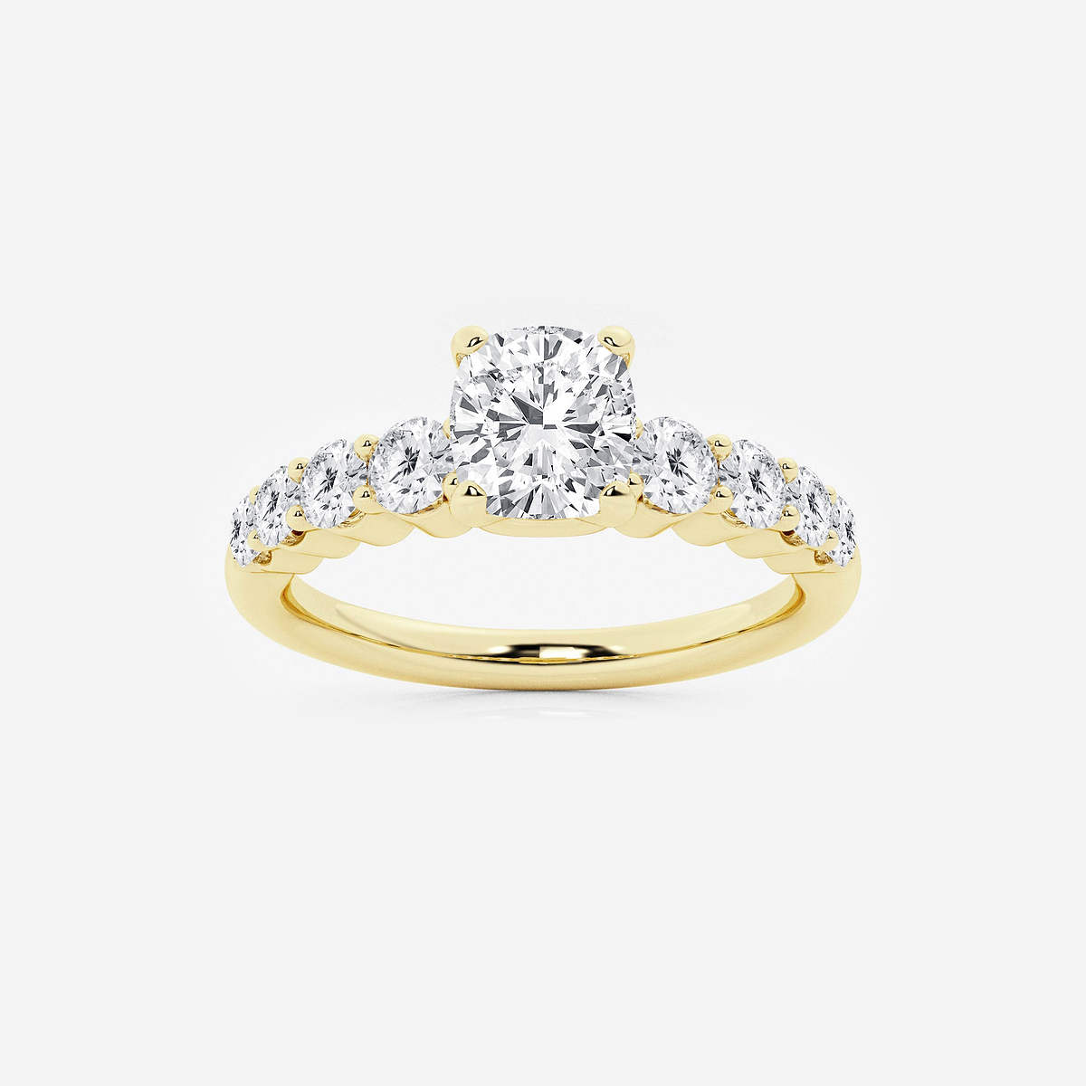 1 1/2 ctw Cushion Lab Grown Diamond Graduated Engagement Ring