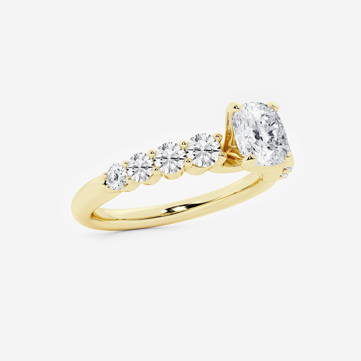 Additional Image 1 for  1 1/2 ctw Cushion Lab Grown Diamond Graduated Engagement Ring
