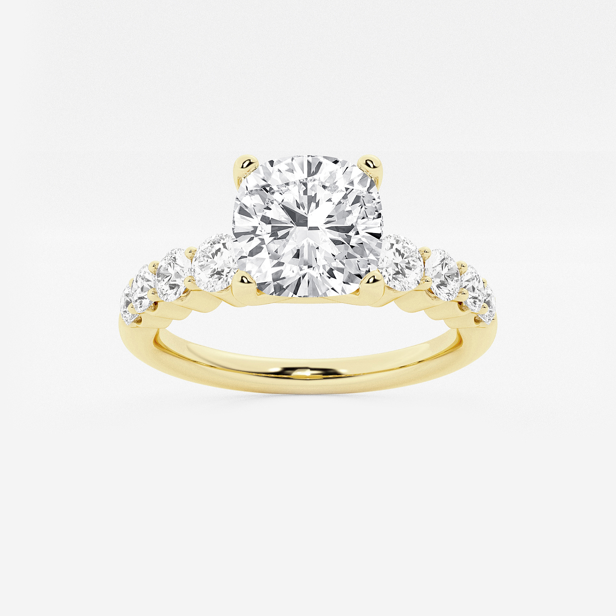 2 ctw Cushion Lab Grown Diamond Graduated Engagement Ring