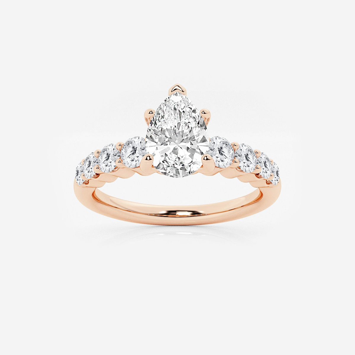 1 1/2 ctw Pear Lab Grown Diamond Graduated Engagement Ring