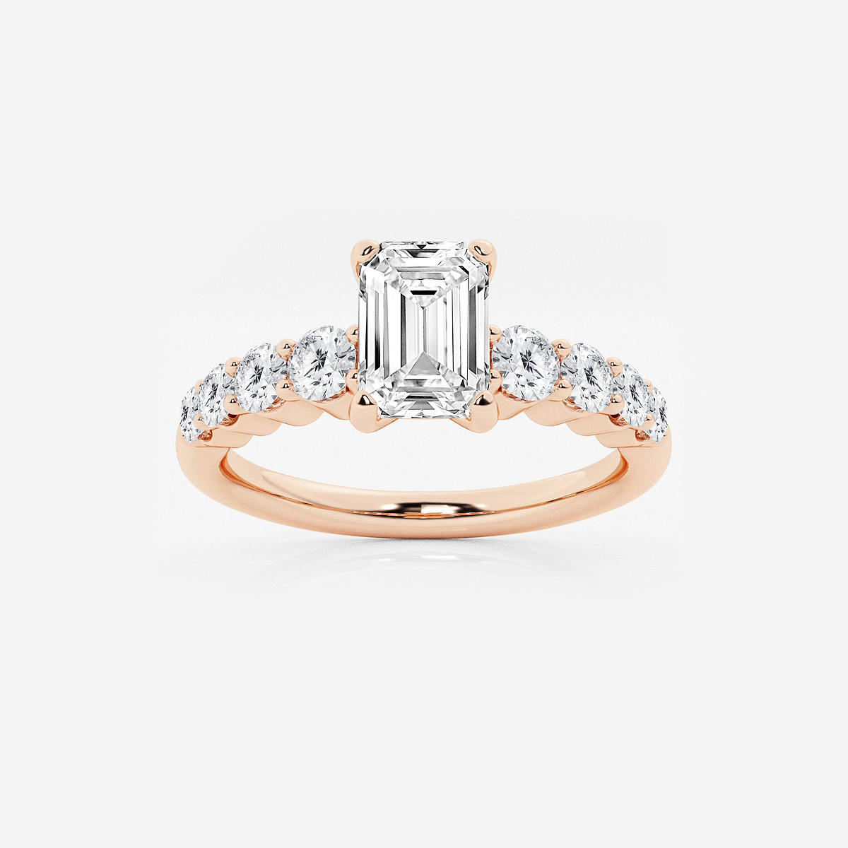 1 1/2 ctw Emerald Lab Grown Diamond Graduated Engagement Ring