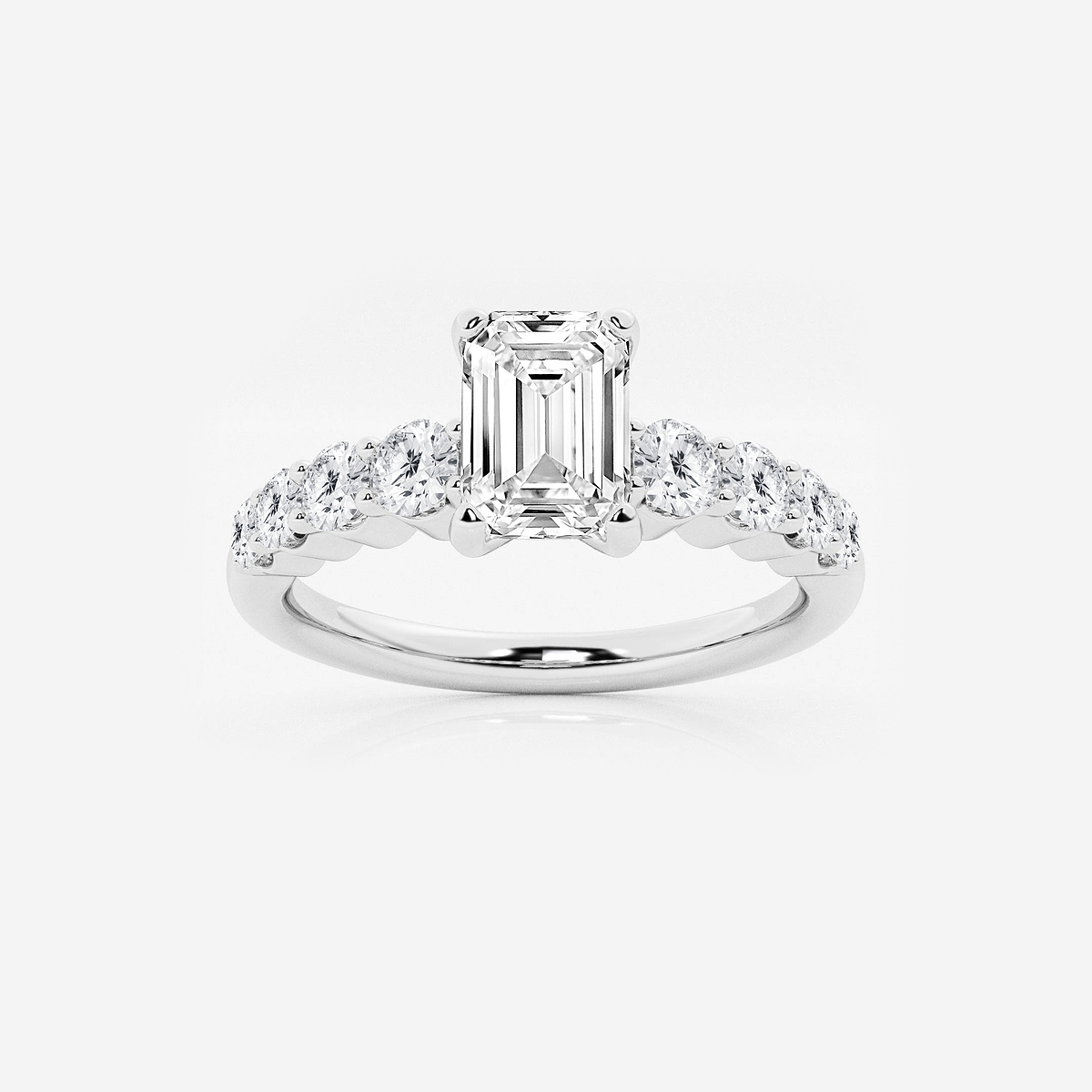 1 1/2 ctw Emerald Lab Grown Diamond Graduated Engagement Ring