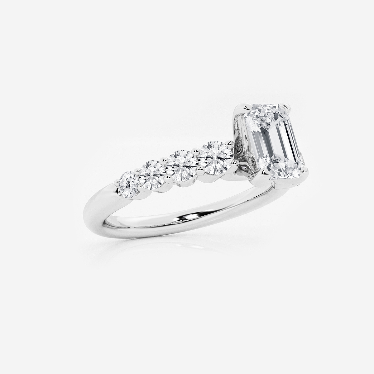 Additional Image 1 for  1 1/2 ctw Emerald Lab Grown Diamond Graduated Engagement Ring