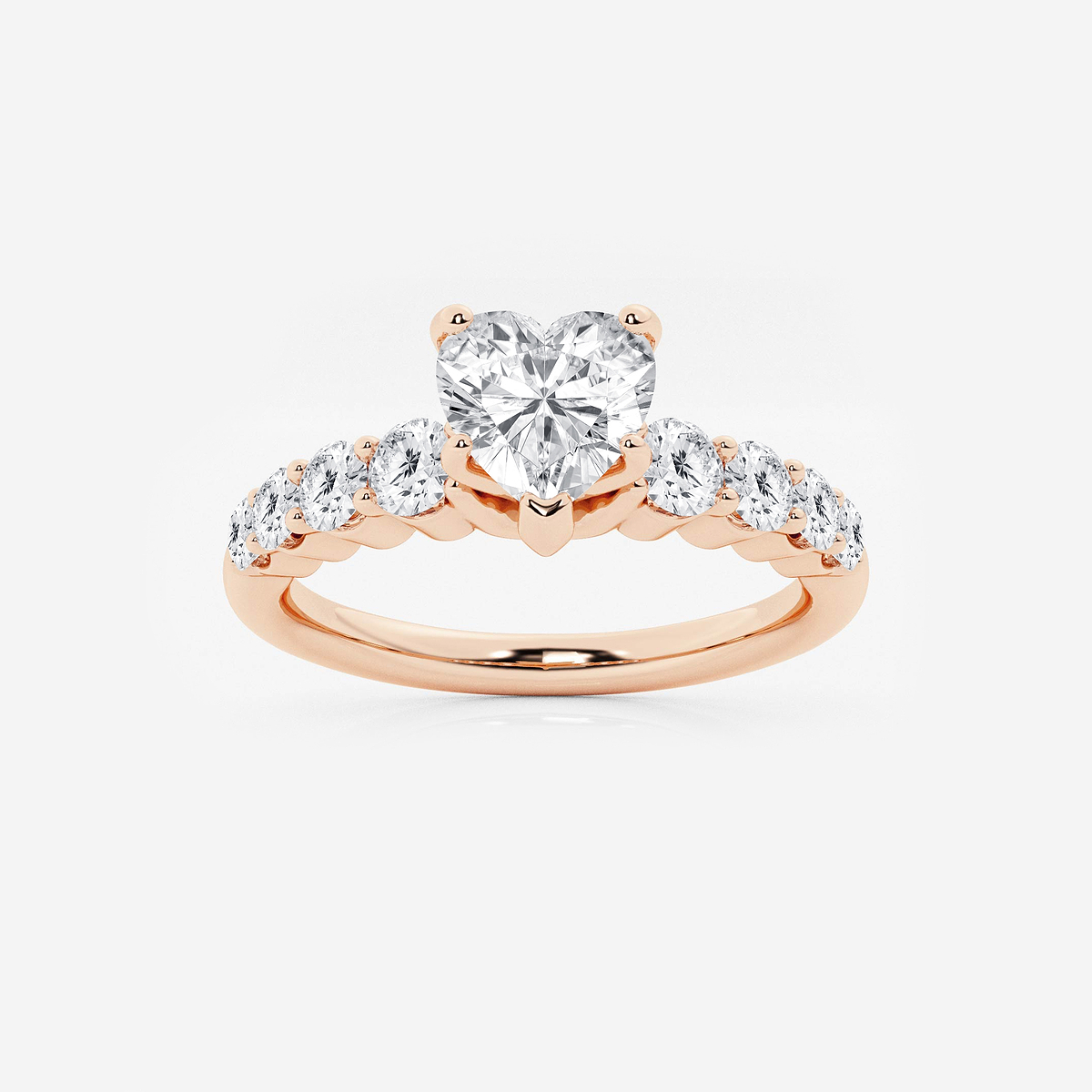1 1/2 ctw Heart Lab Grown Diamond Graduated Engagement Ring