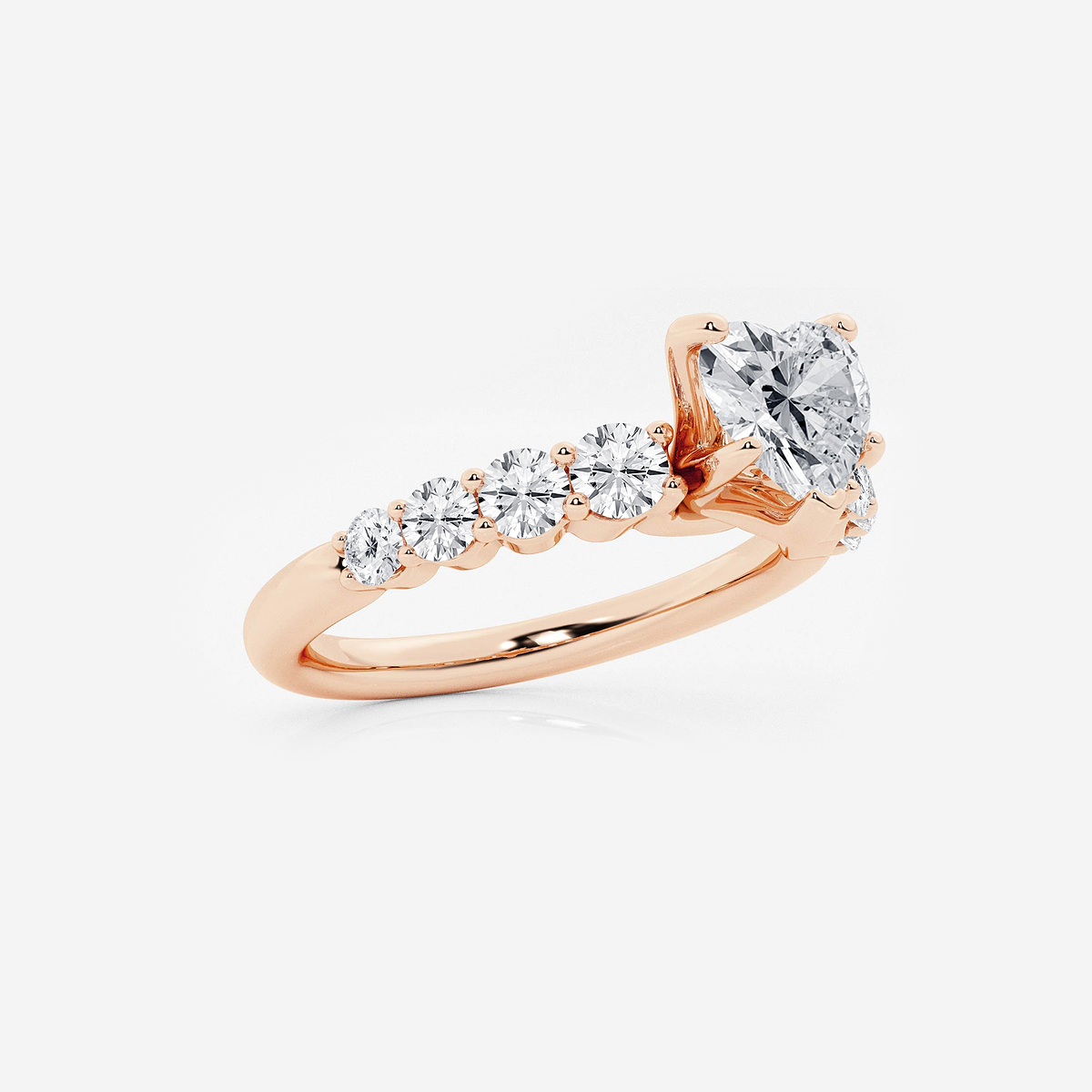 Additional Image 1 for  1 1/2 ctw Heart Lab Grown Diamond Graduated Engagement Ring