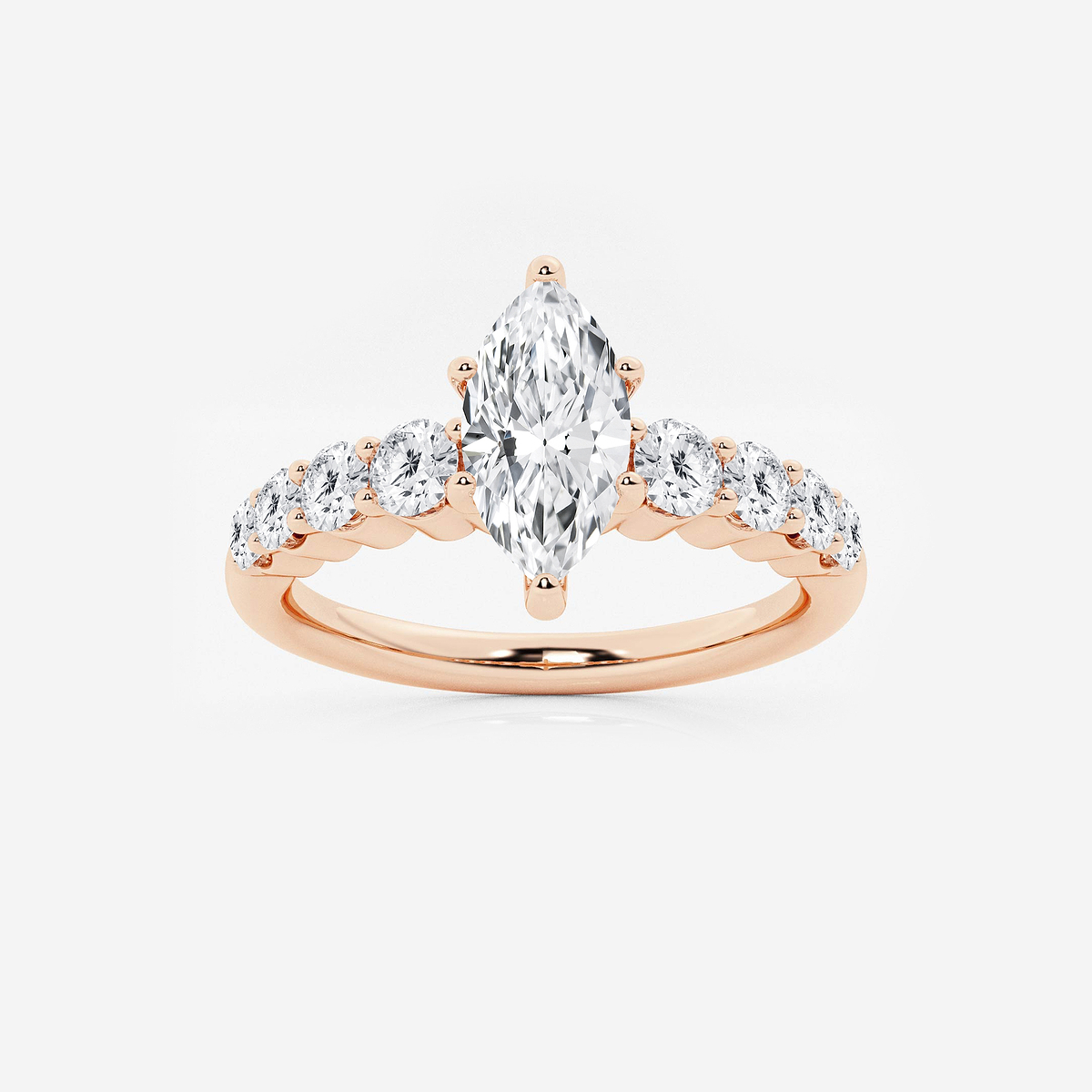 1 1/2 ctw Marquise Lab Grown Diamond Graduated Engagement Ring