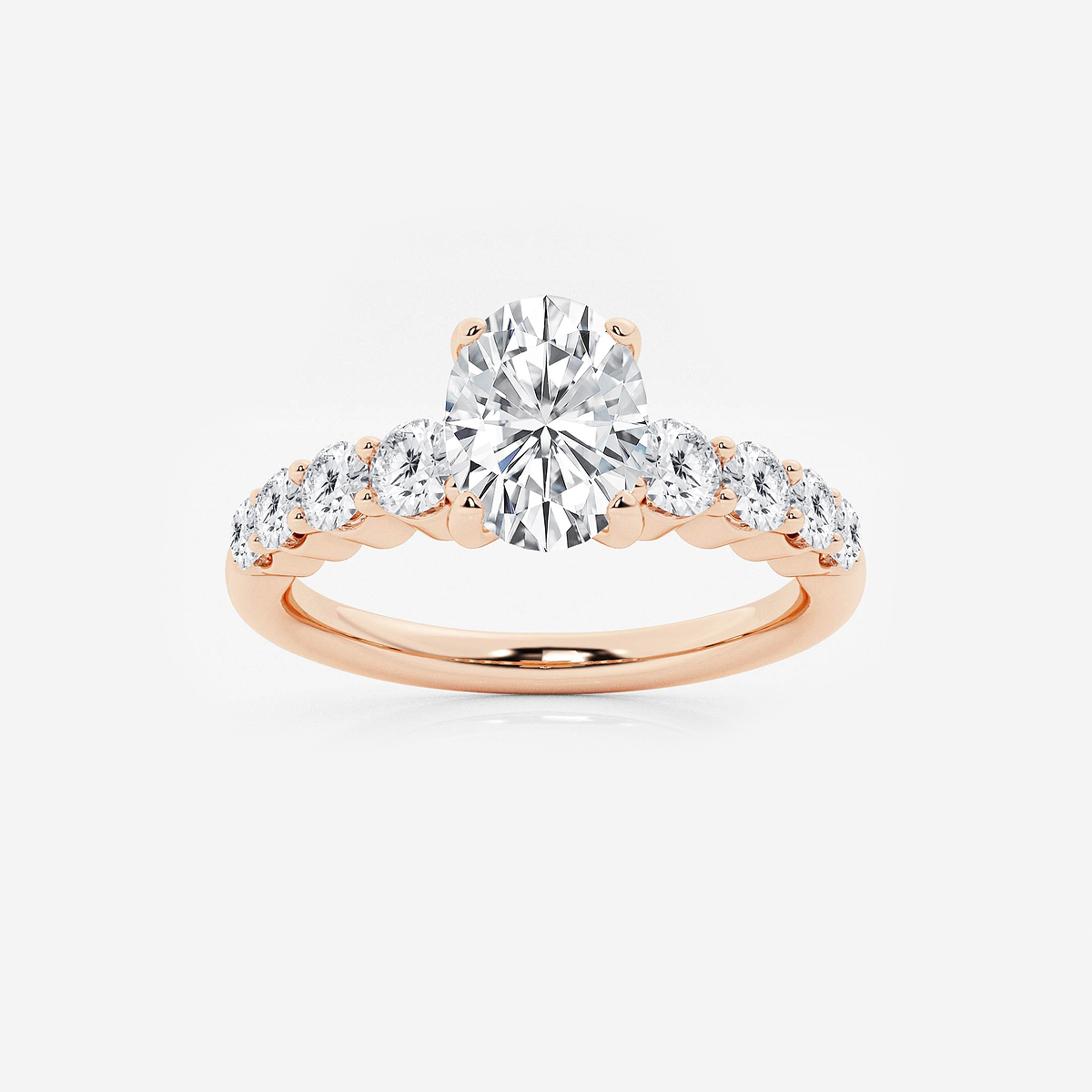 1 1/2 ctw Oval Lab Grown Diamond Graduated Engagement Ring