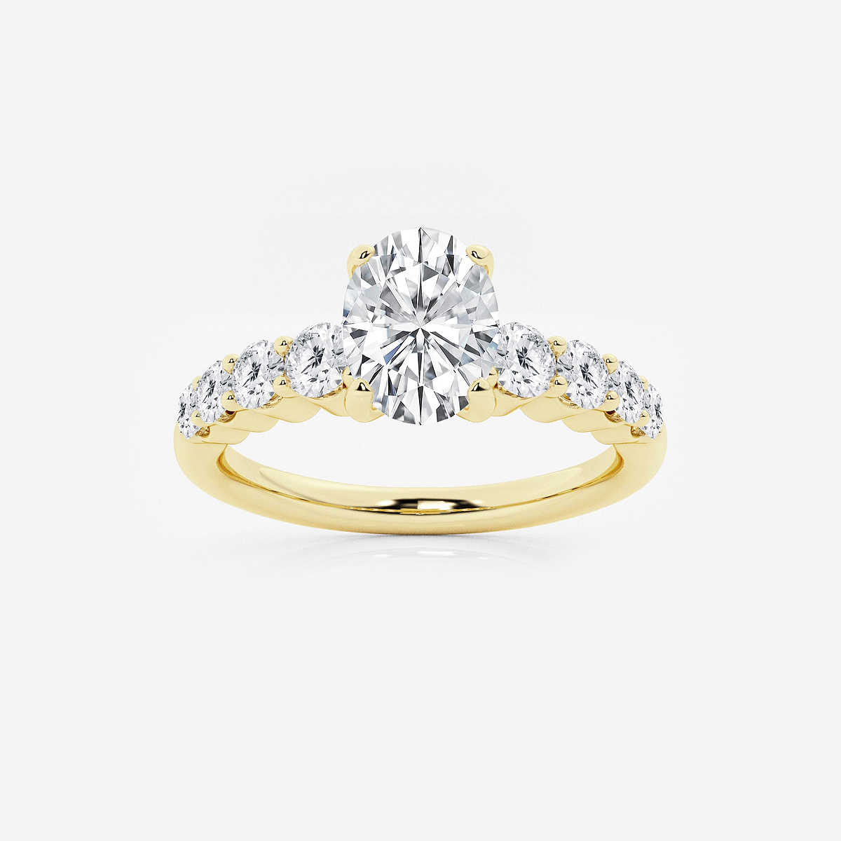 1 1/2 ctw Oval Lab Grown Diamond Graduated Engagement Ring