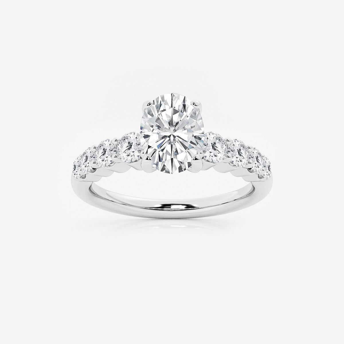 1 1/2 ctw Oval Lab Grown Diamond Graduated Engagement Ring
