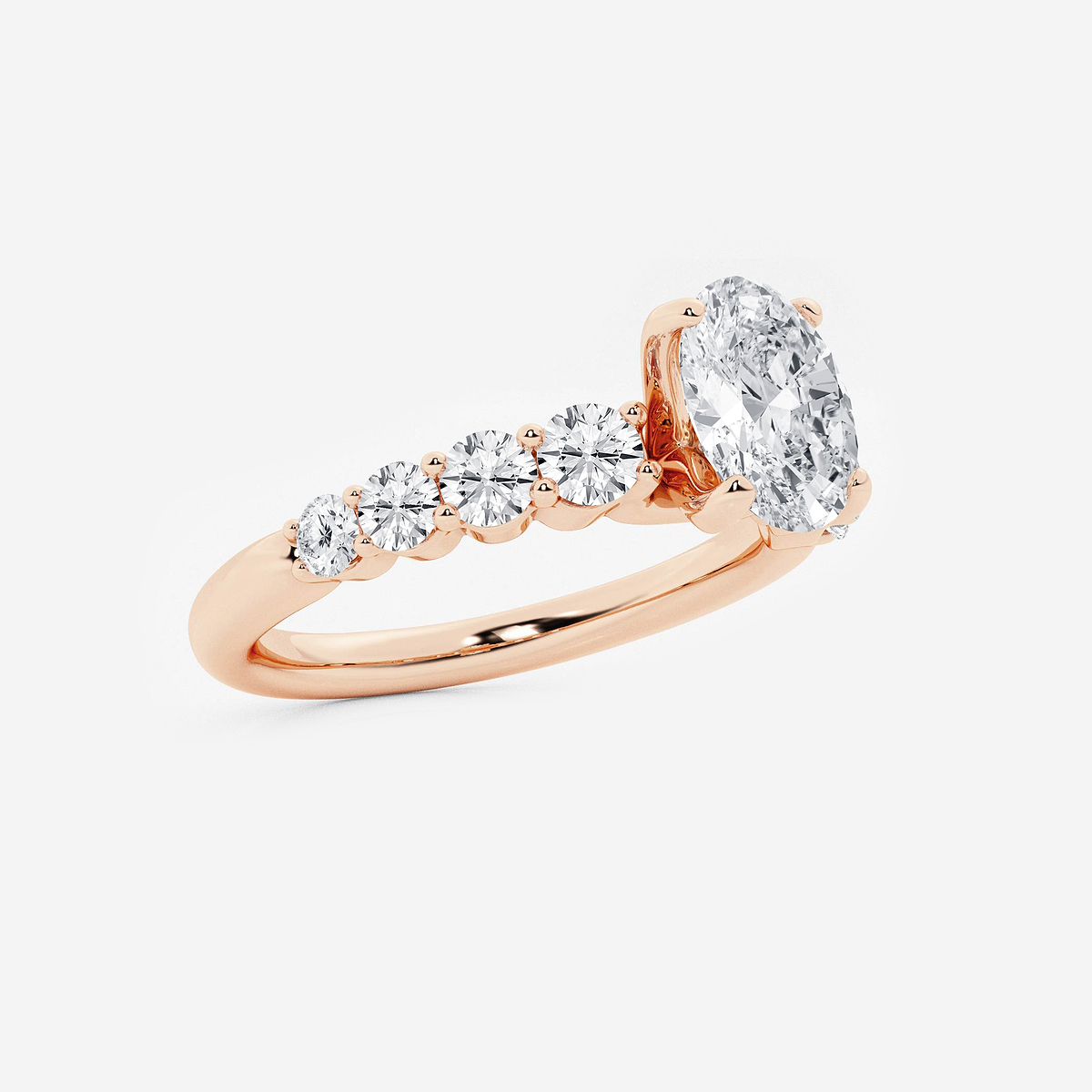 Additional Image 1 for  1 1/2 ctw Oval Lab Grown Diamond Graduated Engagement Ring