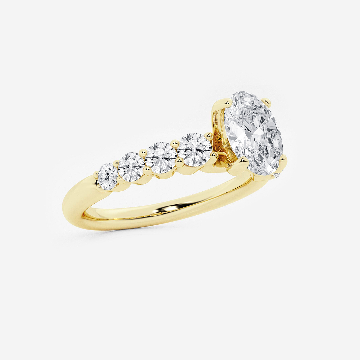 Additional Image 1 for  1 1/2 ctw Oval Lab Grown Diamond Graduated Engagement Ring