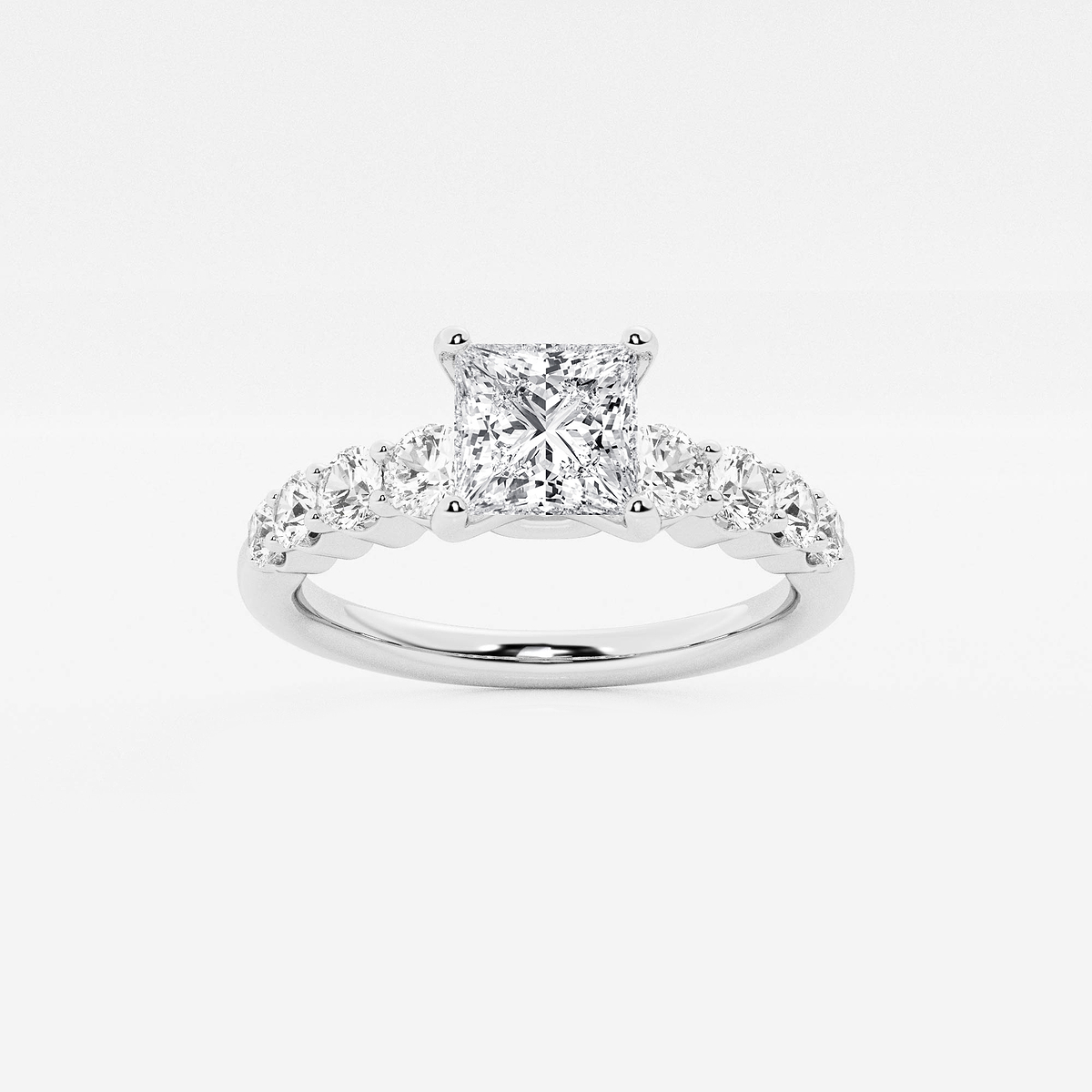 1 1/2 ctw Princess Lab Grown Diamond Graduated Engagement Ring