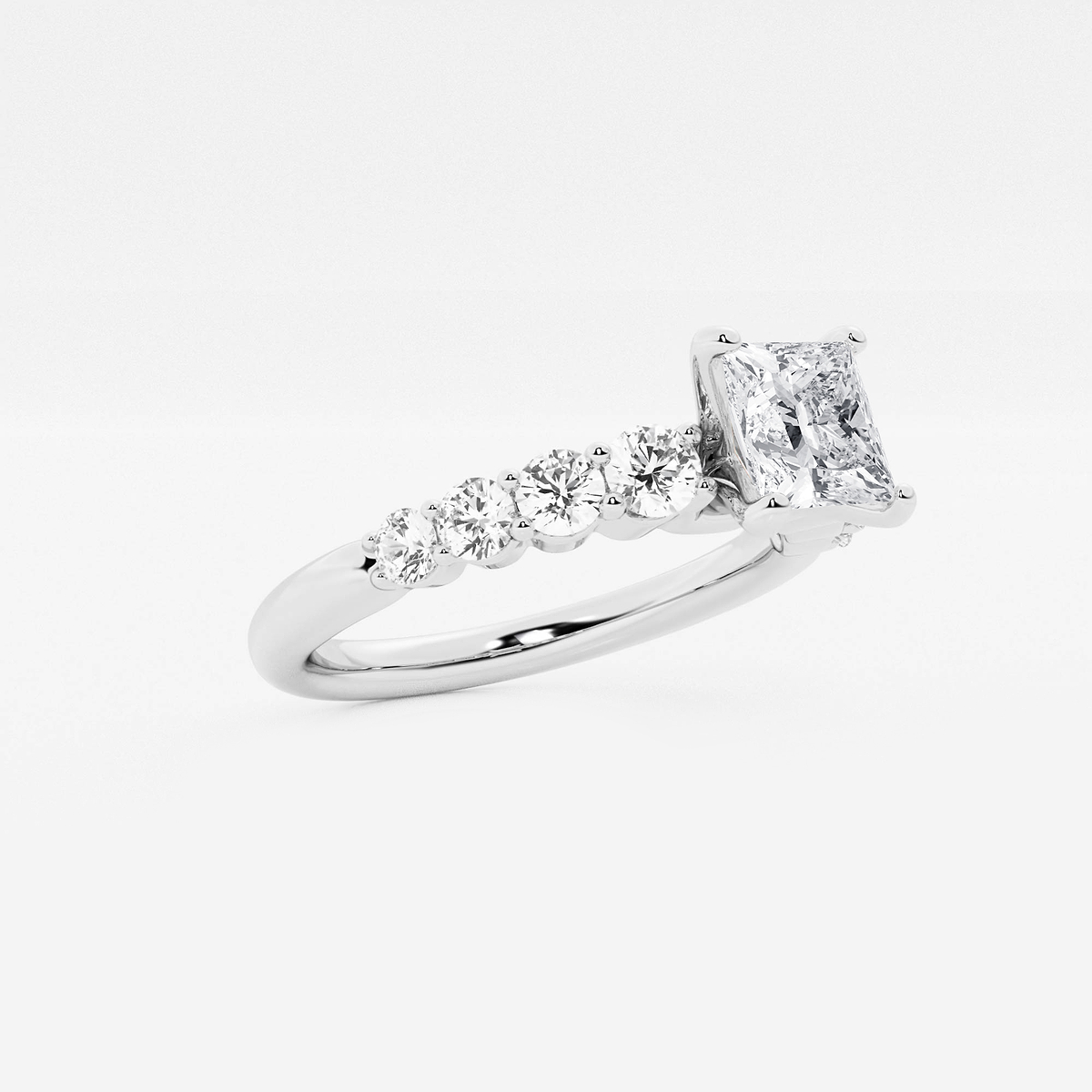 Additional Image 1 for  1 1/2 ctw Princess Lab Grown Diamond Graduated Engagement Ring