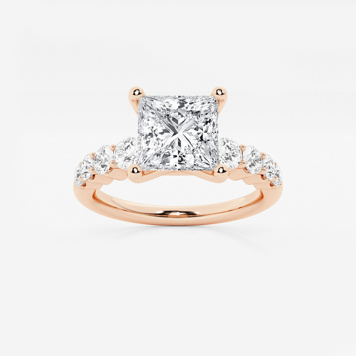 2 ctw Princess Lab Grown Diamond Graduated Engagement Ring